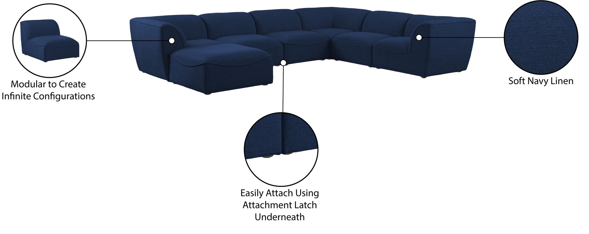 Miramar 142" 7-Piece Linen Modular Sectional