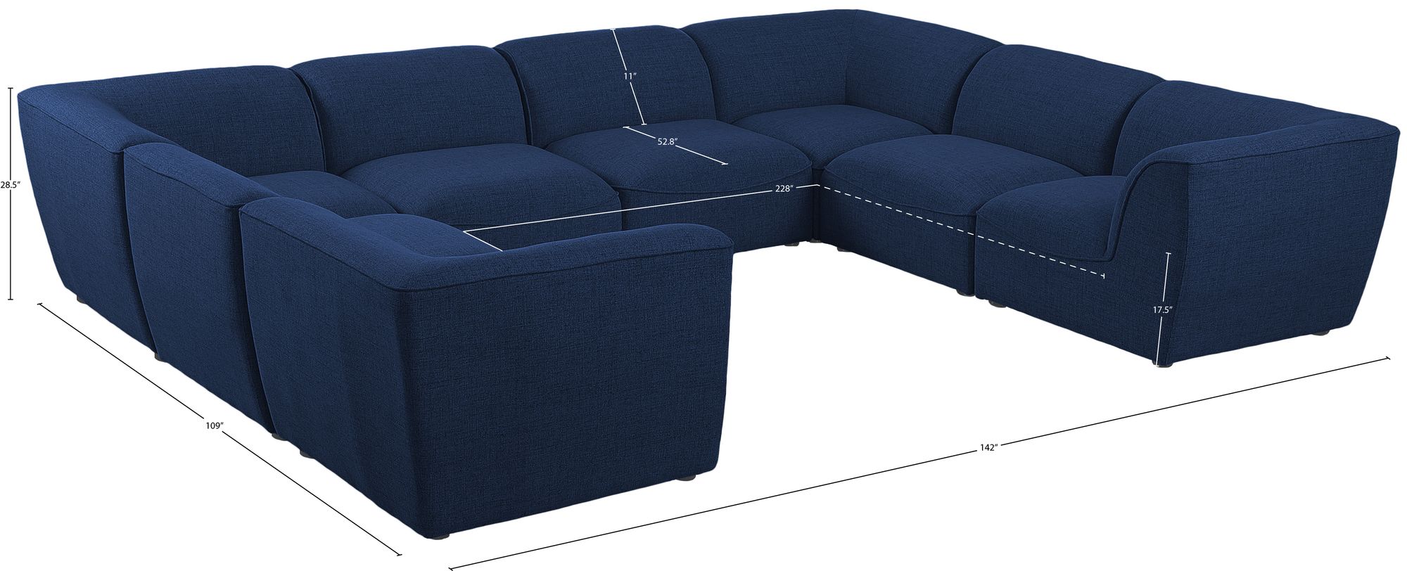 Miramar 142" 8-Piece Linen Modular Sectional