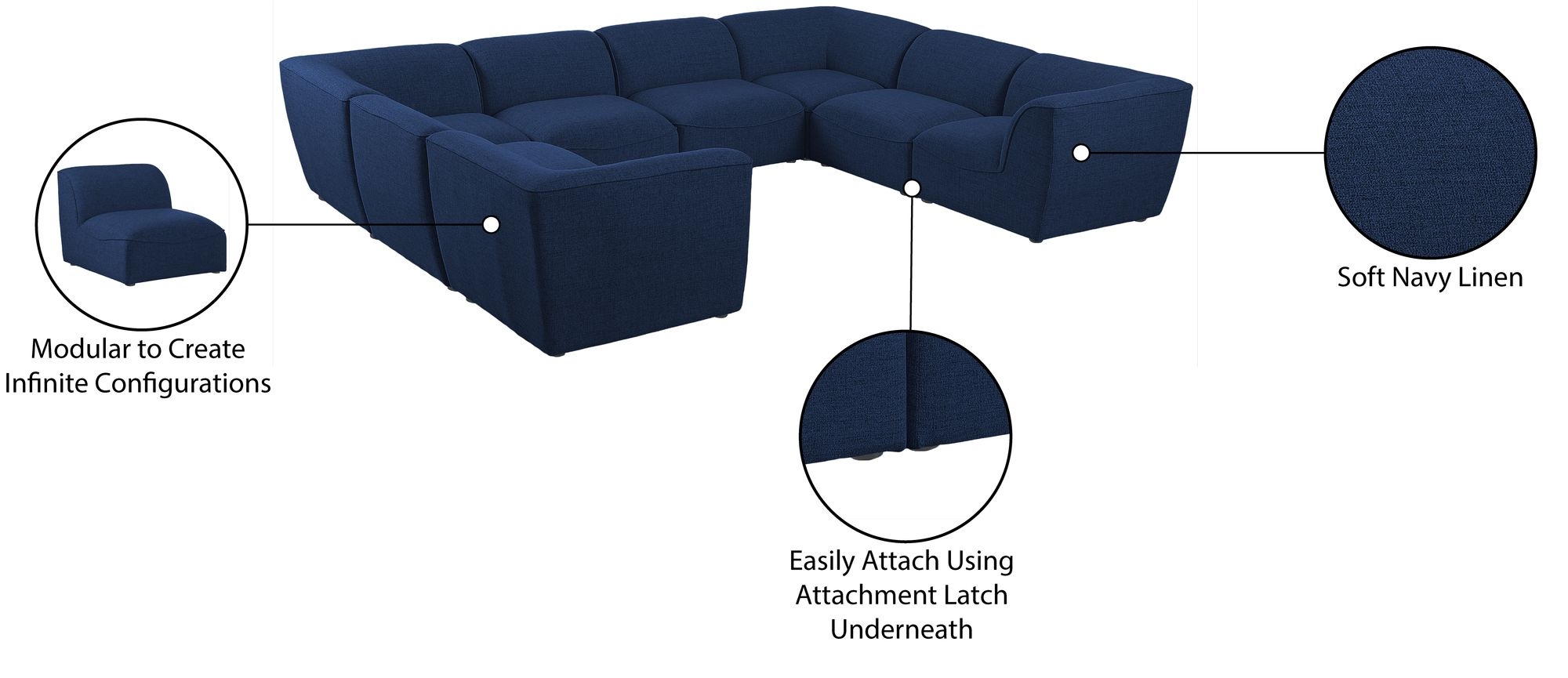 Miramar 142" 8-Piece Linen Fabric Modular Sectional Sofa