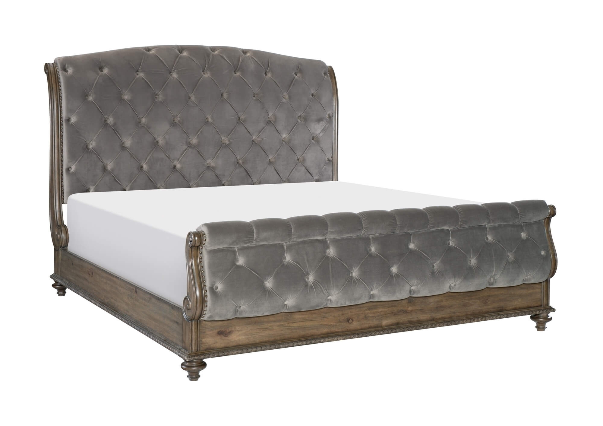 Rachelle Fabric/Wood Bed/Wood Veneer Tufted Bedroom Set