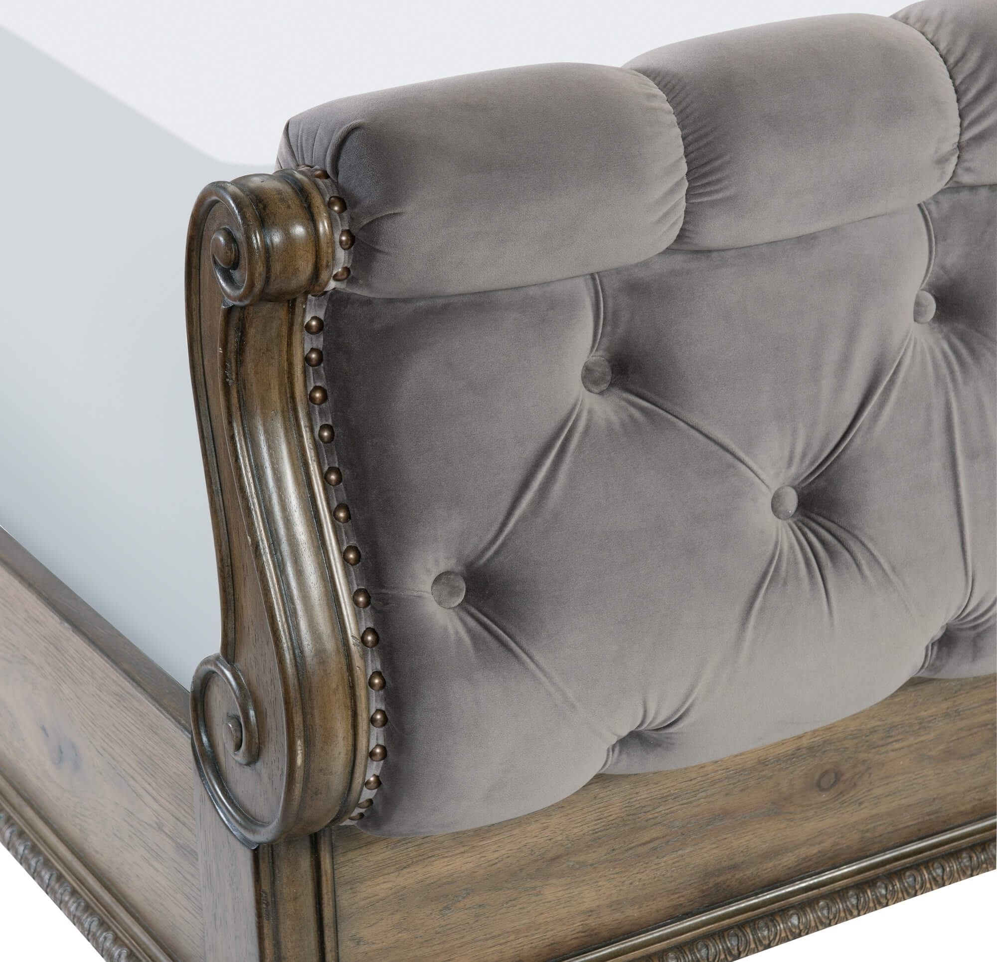 Rachelle Fabric/Wood Bed/Wood Veneer Tufted Bed, Queen Size