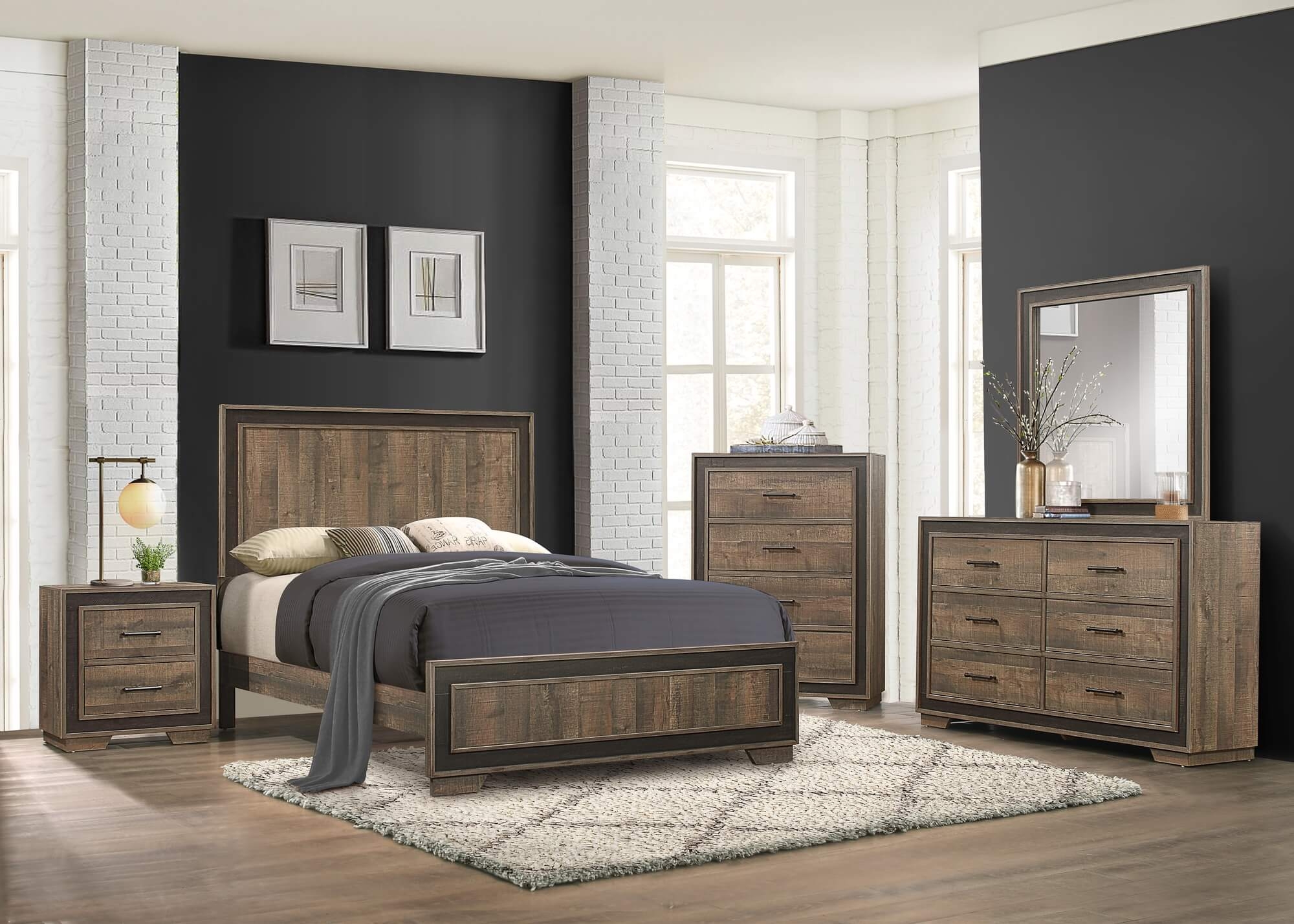 Ellendale Wood/Wood Veneer Bed, King Size