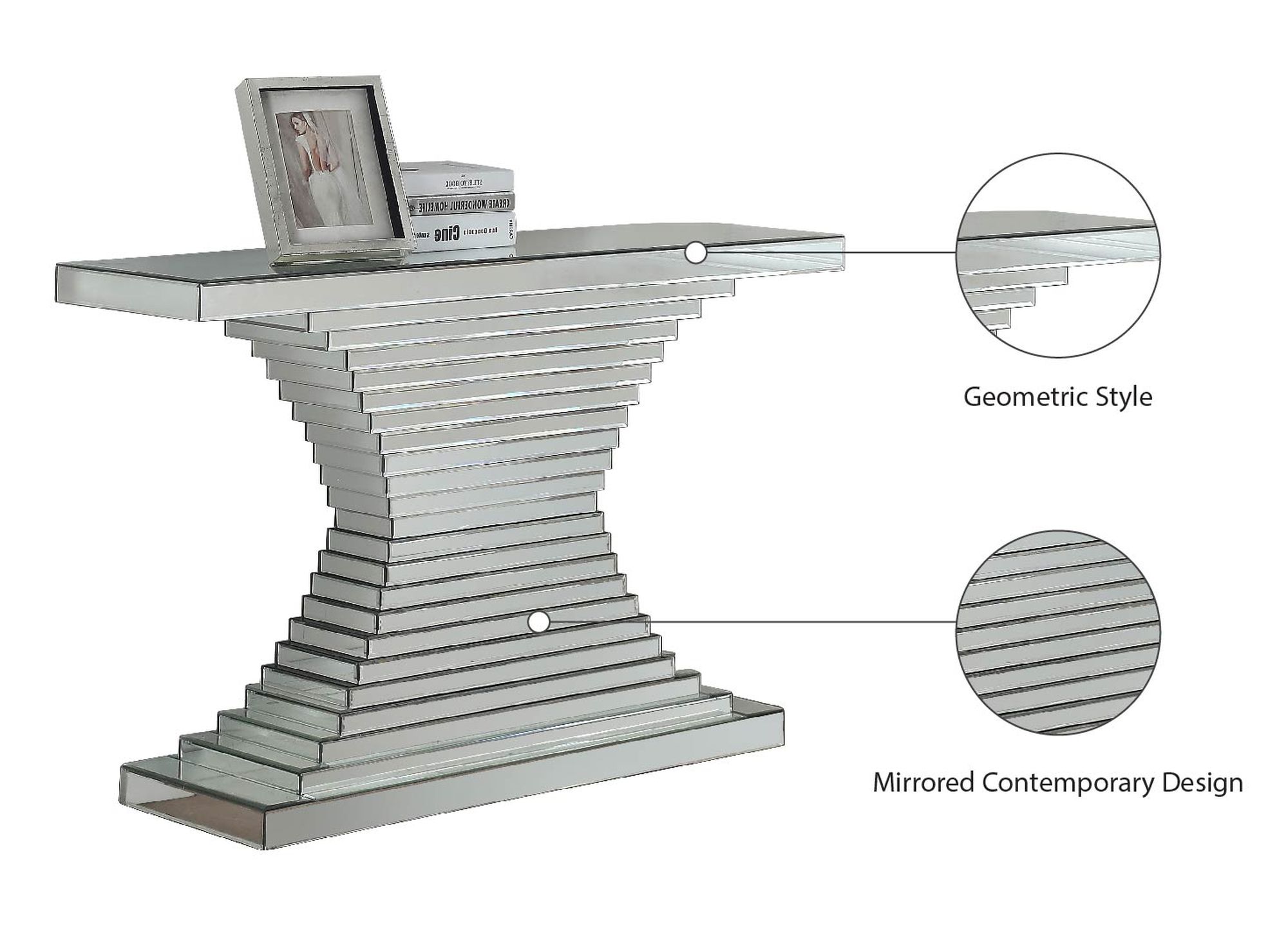 Nexus 48" Rectangular Mirrored Console Table