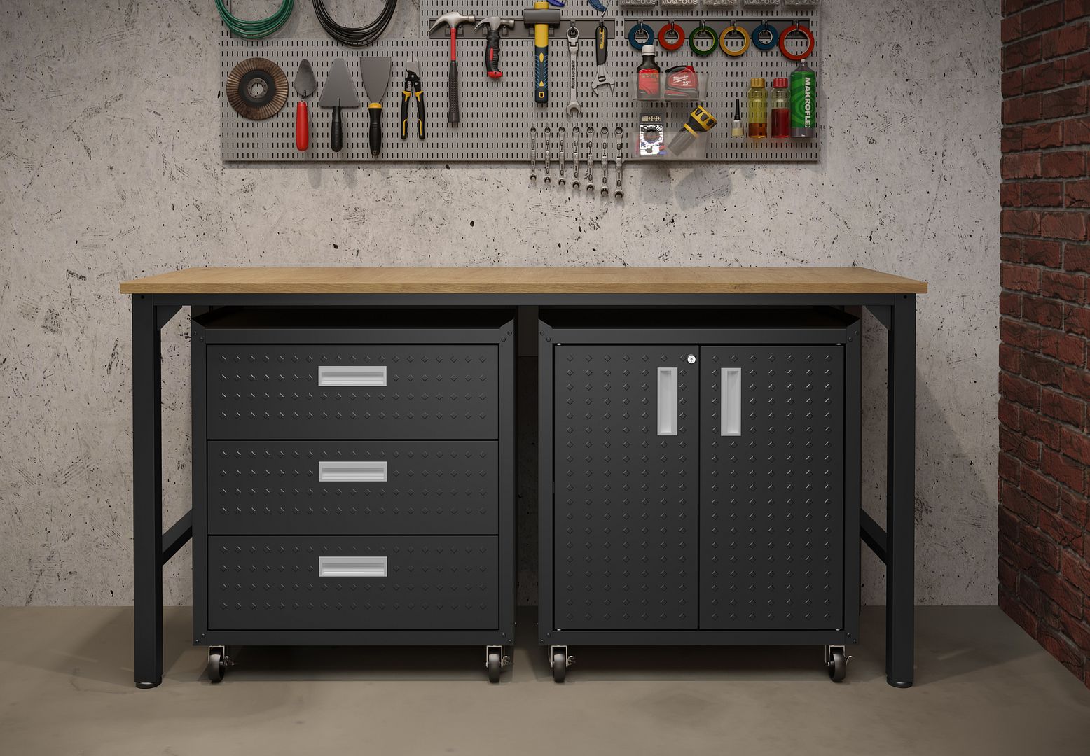 Fortress 3-Piece Textured Metal Garage Storage Set, Composition 3