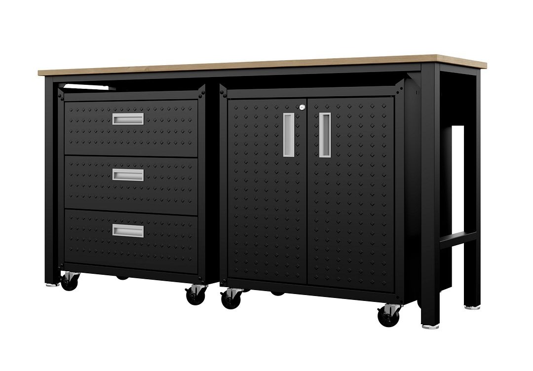 Fortress 3-Piece Textured Metal Garage Storage Set, Composition 3