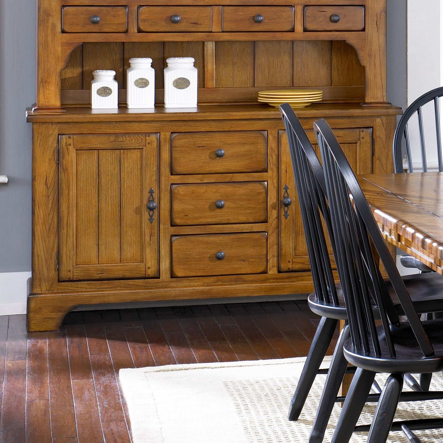 Treasures Large Extendable Dining Set - Rustic Oak