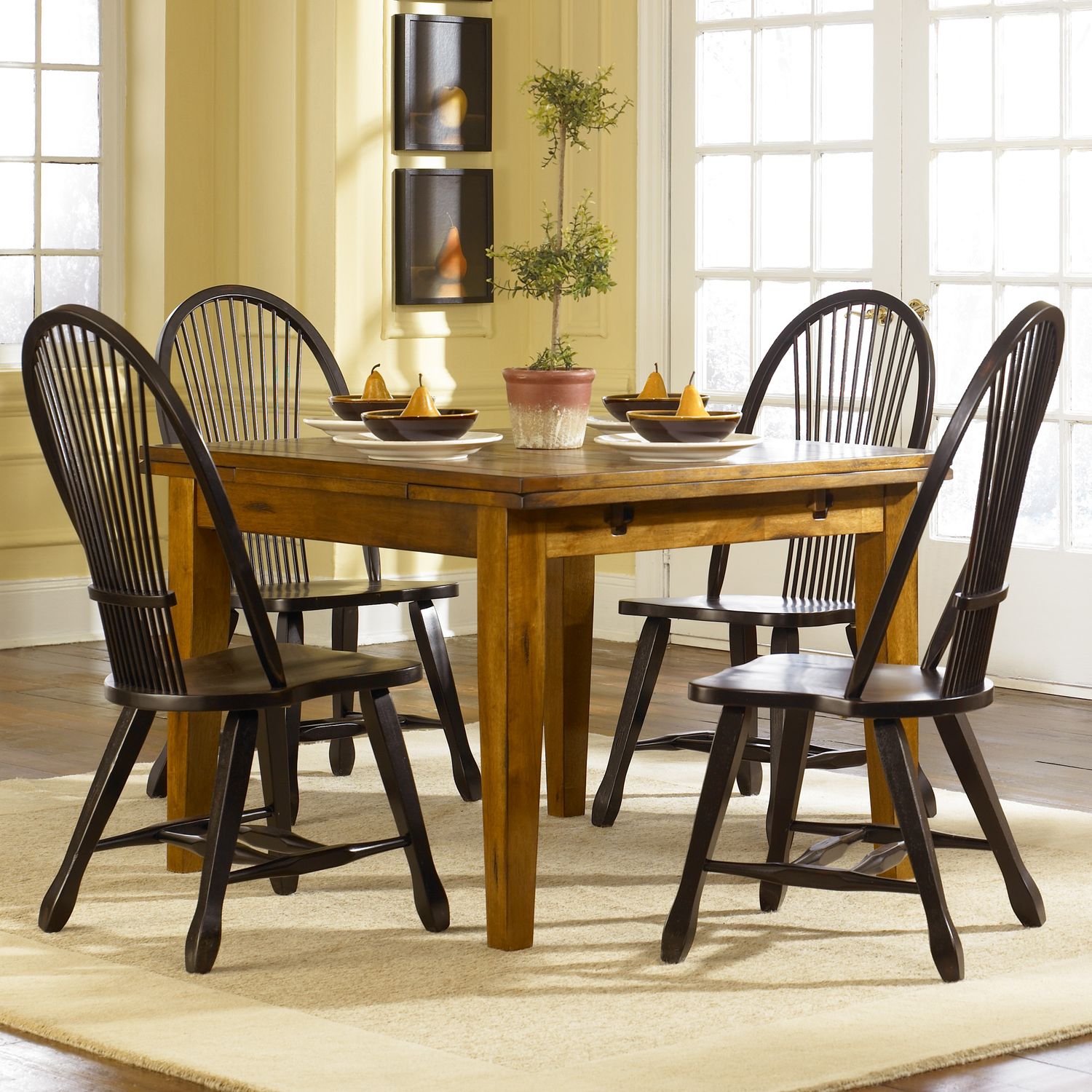 Treasures Rectangular Wood Extendable Dining Table