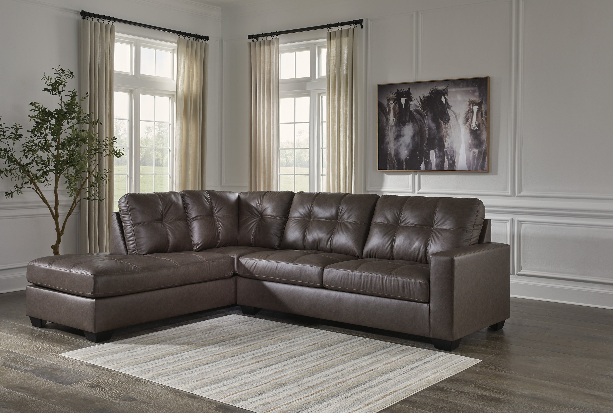 Barlin Mills Faux Leather Left Arm Facing 2-Piece Sectional w/Chaise