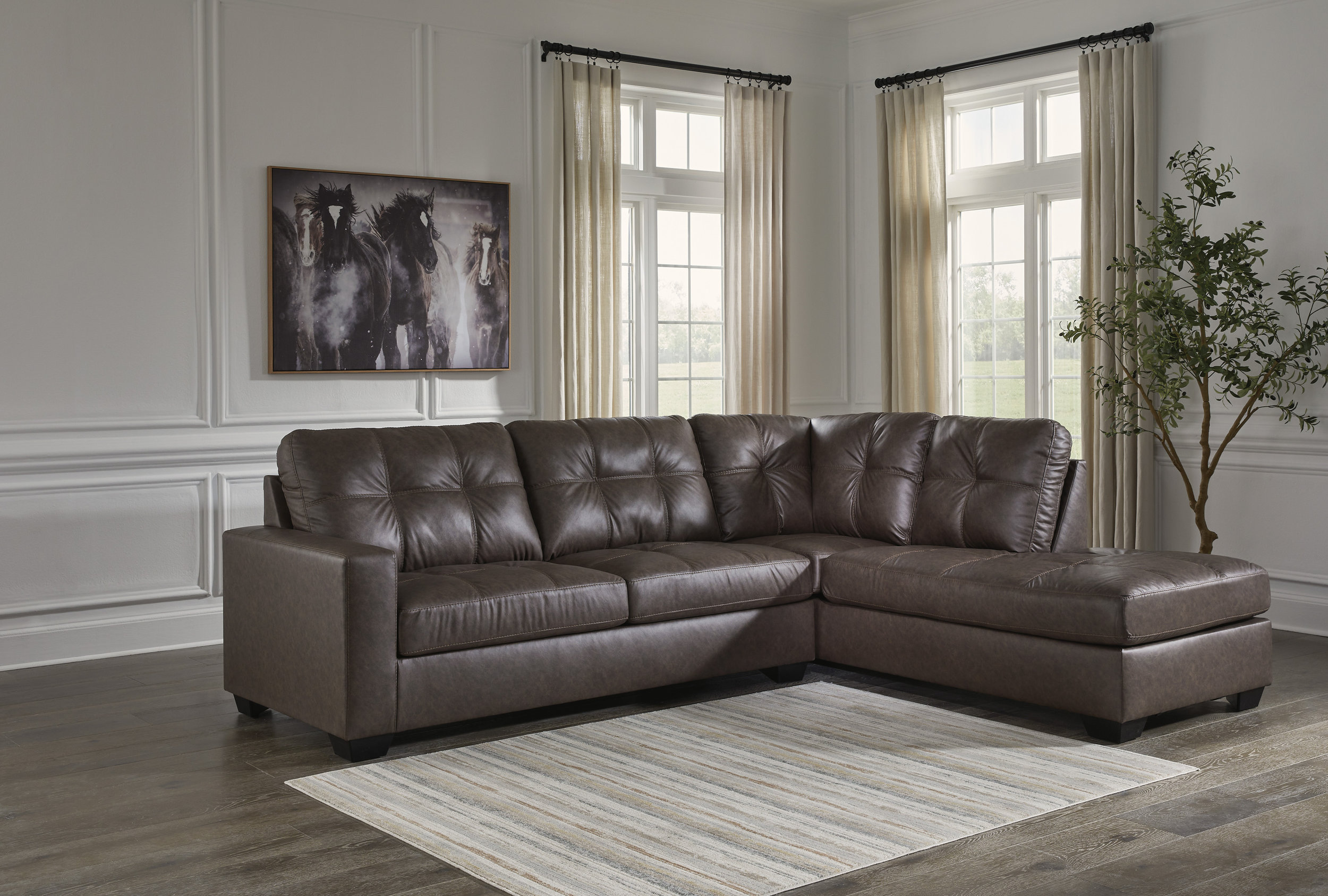 Barlin Mills Faux Leather Right Arm Facing 2-Piece Sectional w/Chaise