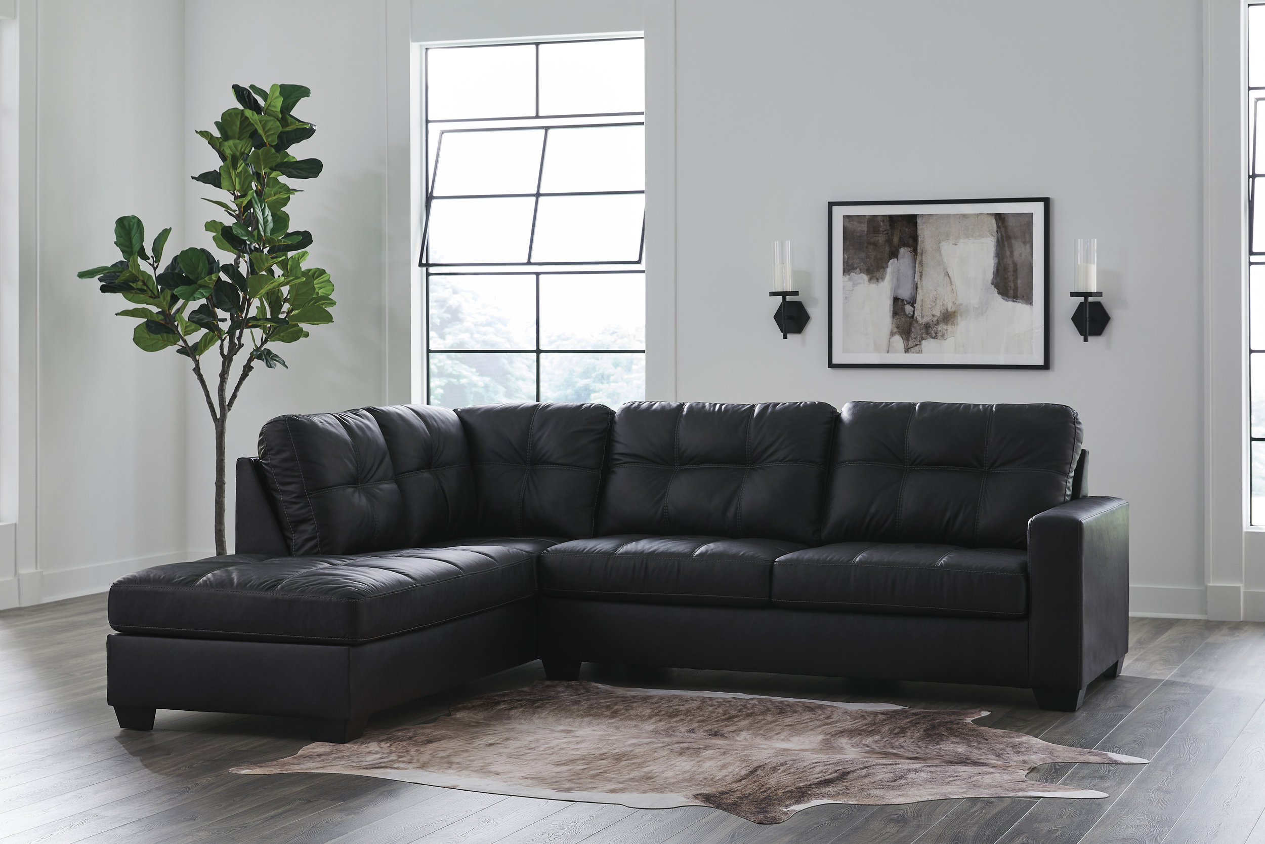 Barlin Mills Faux Leather Left Arm Facing 2-Piece Sectional w/Chaise