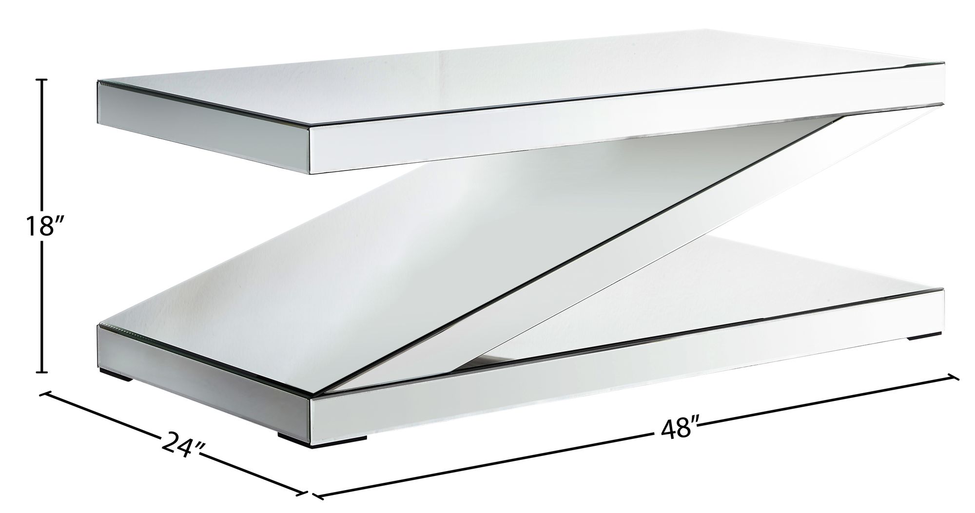 Zee 48" Rectangular Mirrored Coffee Table