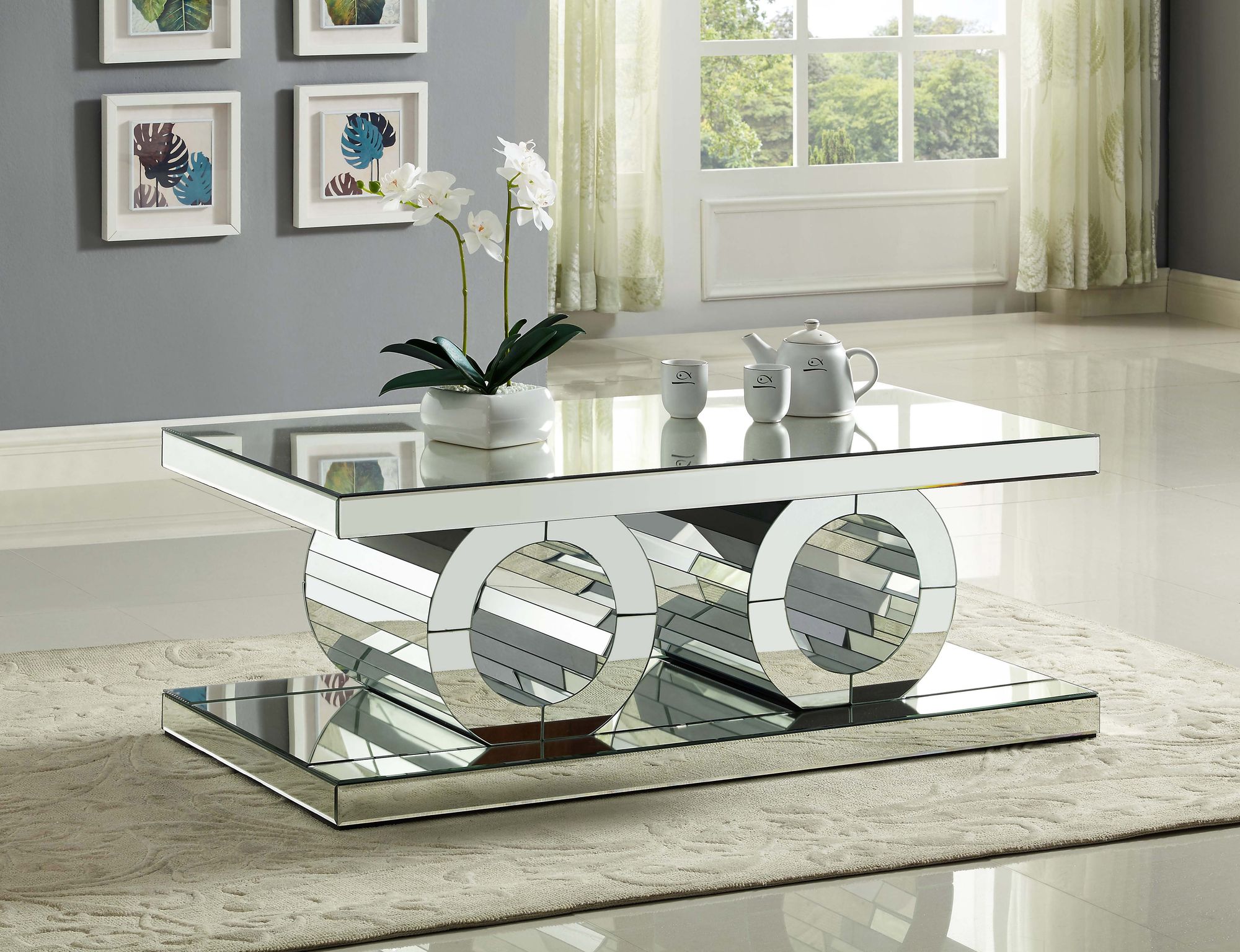 Jocelyn 48" Rectangular Mirrored Coffee Table