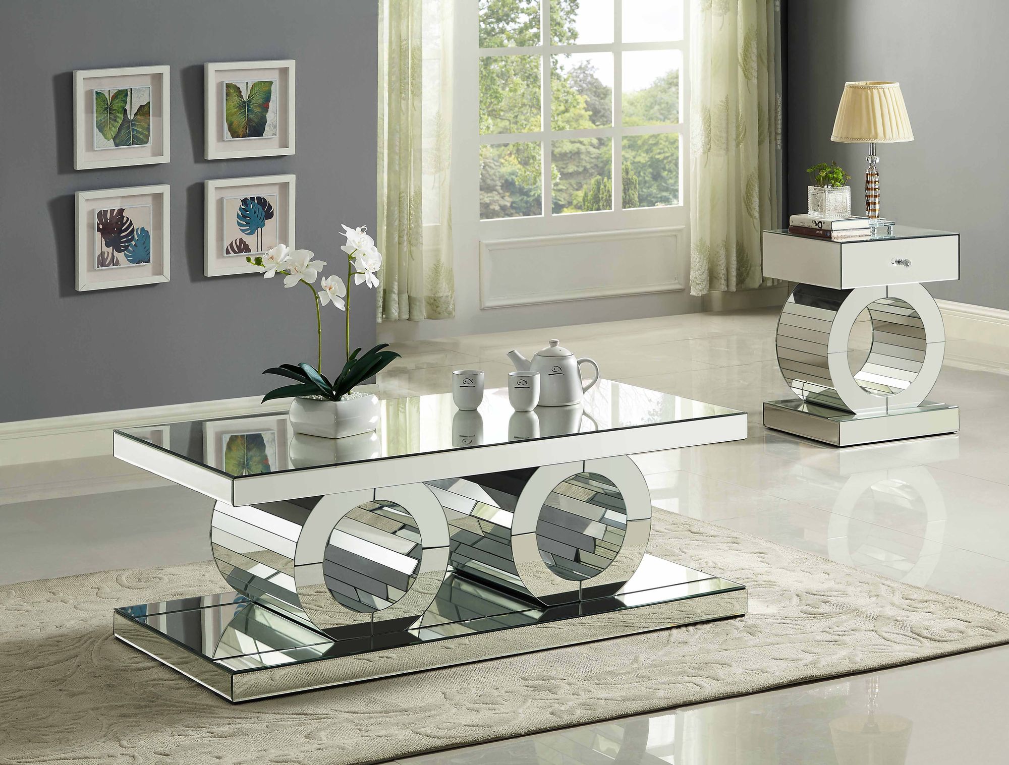 Jocelyn 48" Rectangular Mirrored Coffee Table