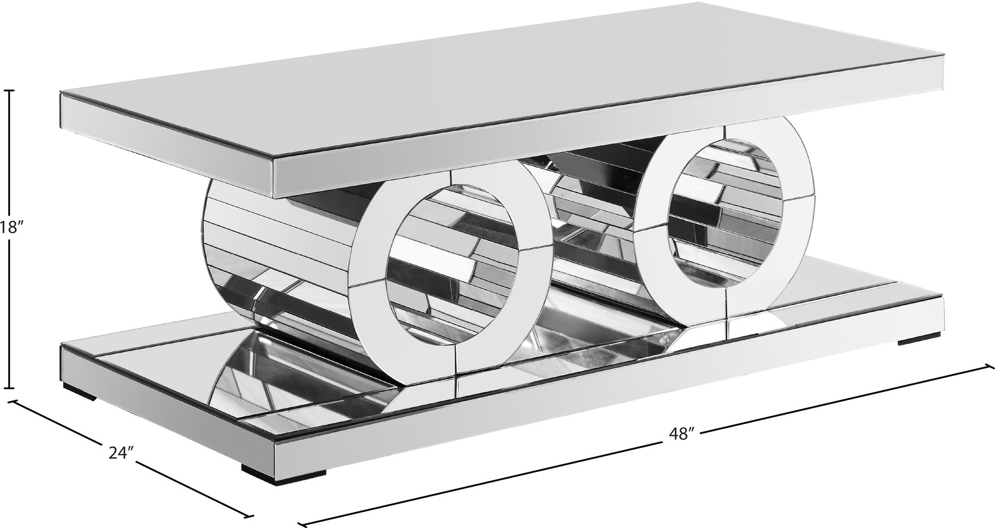 Jocelyn 48" Rectangular Mirrored Coffee Table