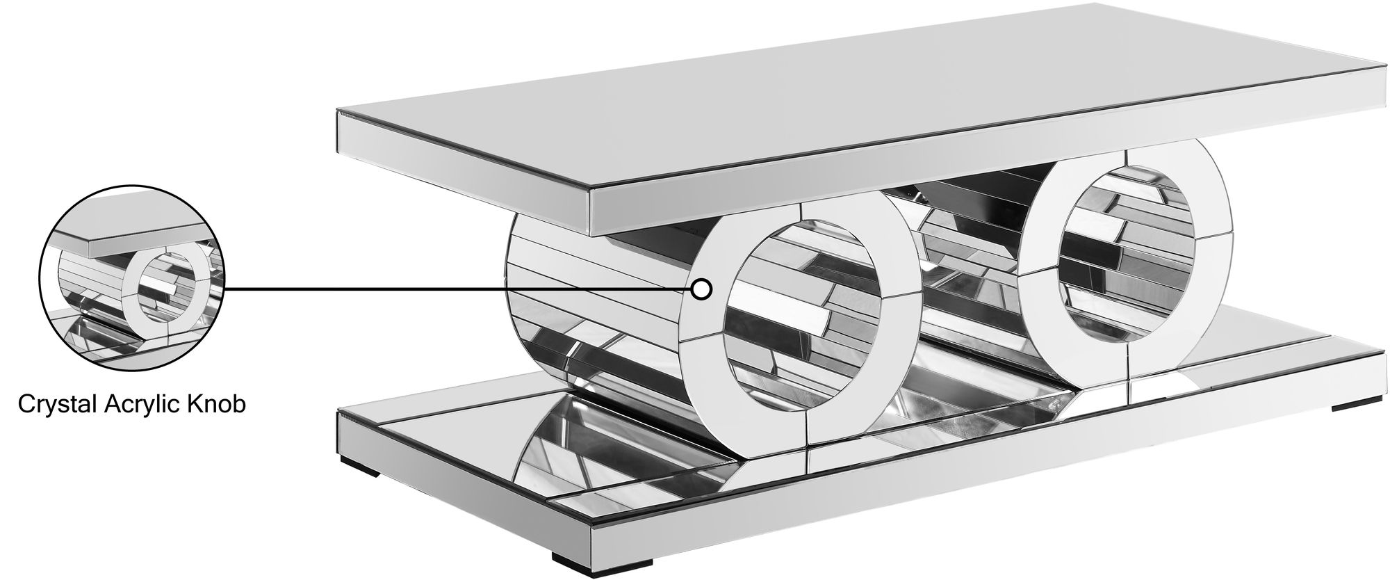 Jocelyn 48" Rectangular Mirrored Coffee Table