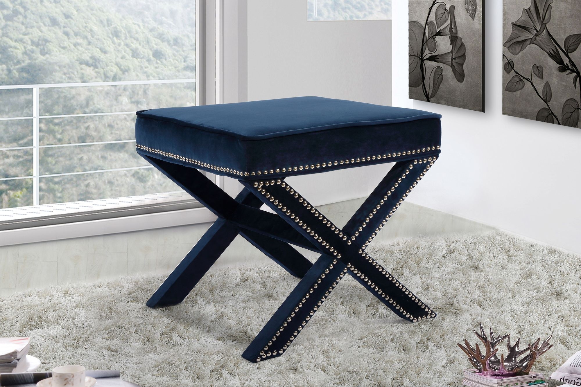 Nixon Velvet Ottoman/Bench
