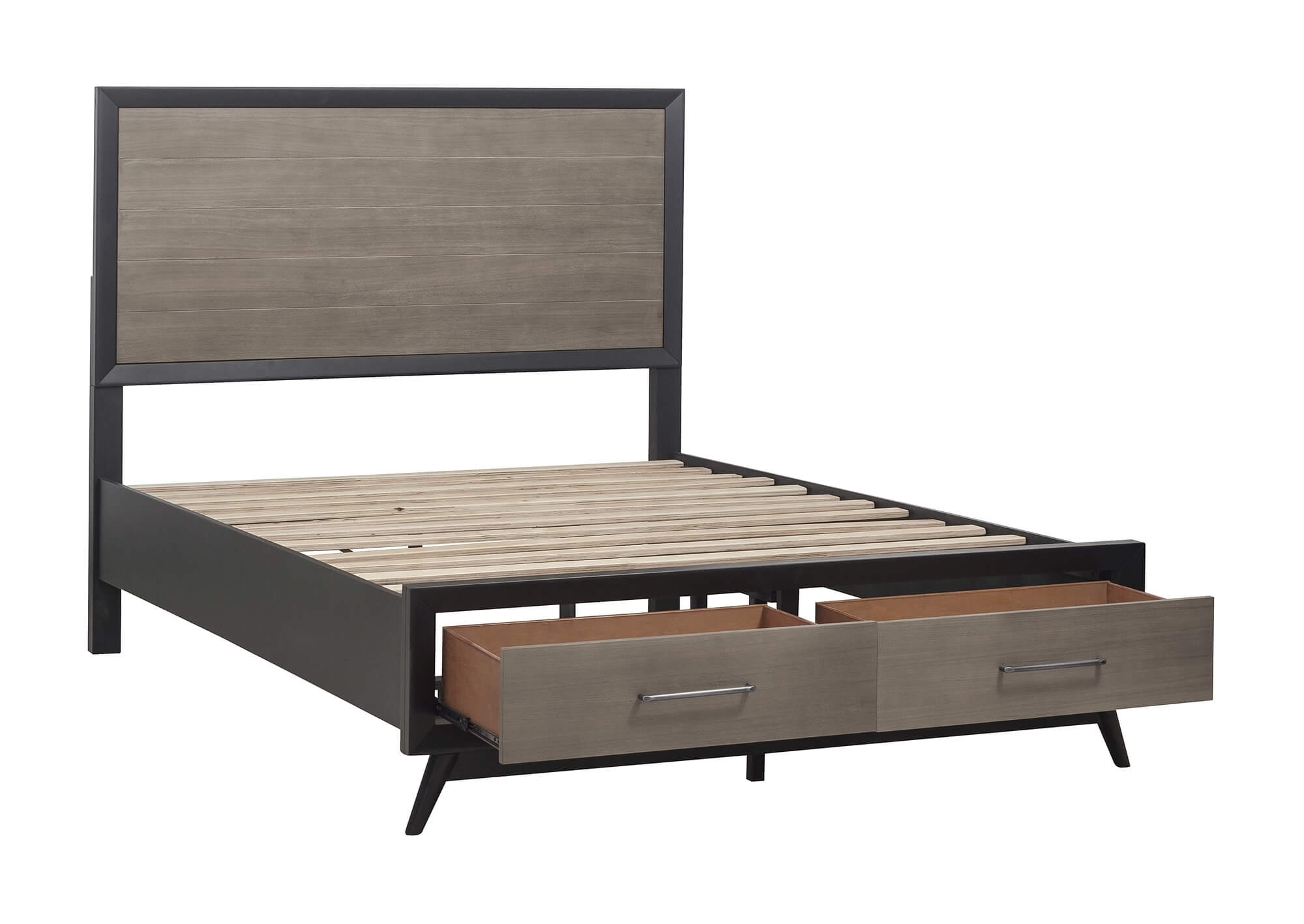 Raku Wood/Wood Veneer Storage Platform Bed, King Size