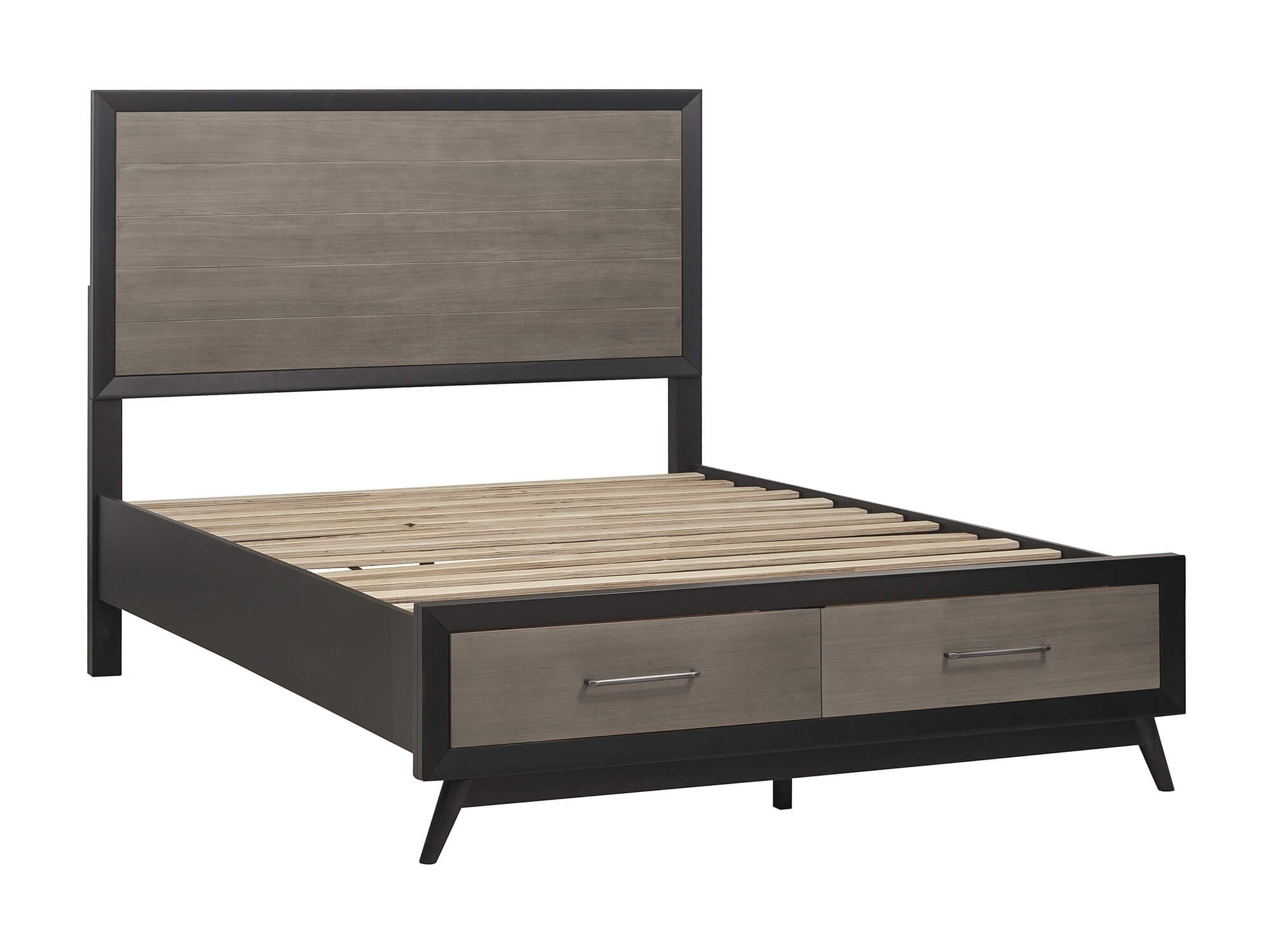 Raku Wood/Wood Veneer Storage Platform Bed, Queen Size