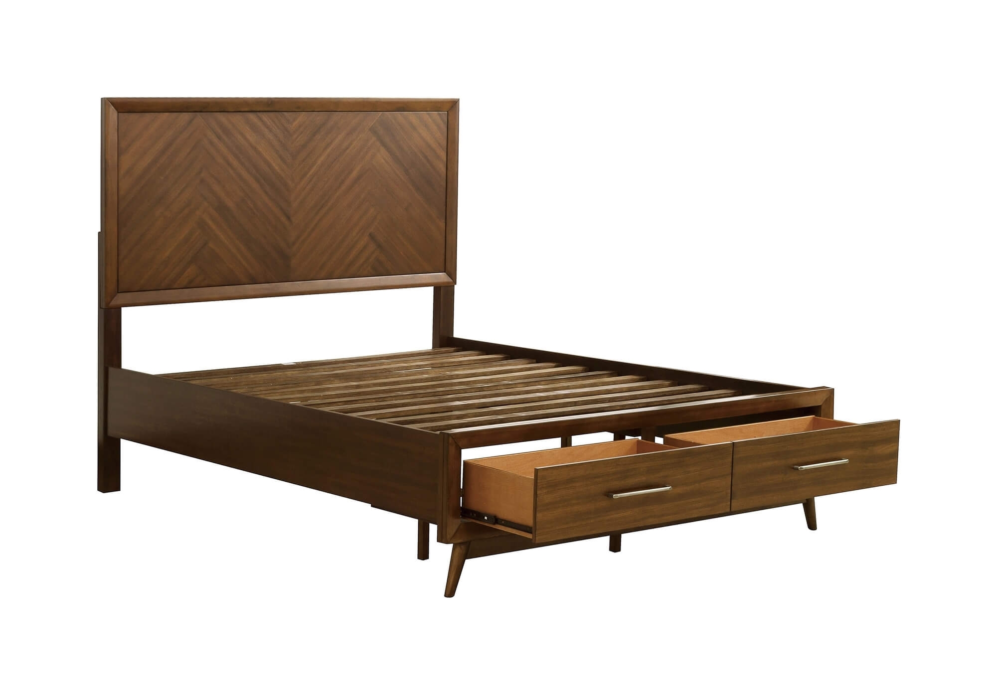 Raku Wood/Wood Veneer Storage Platform Bed, Queen Size