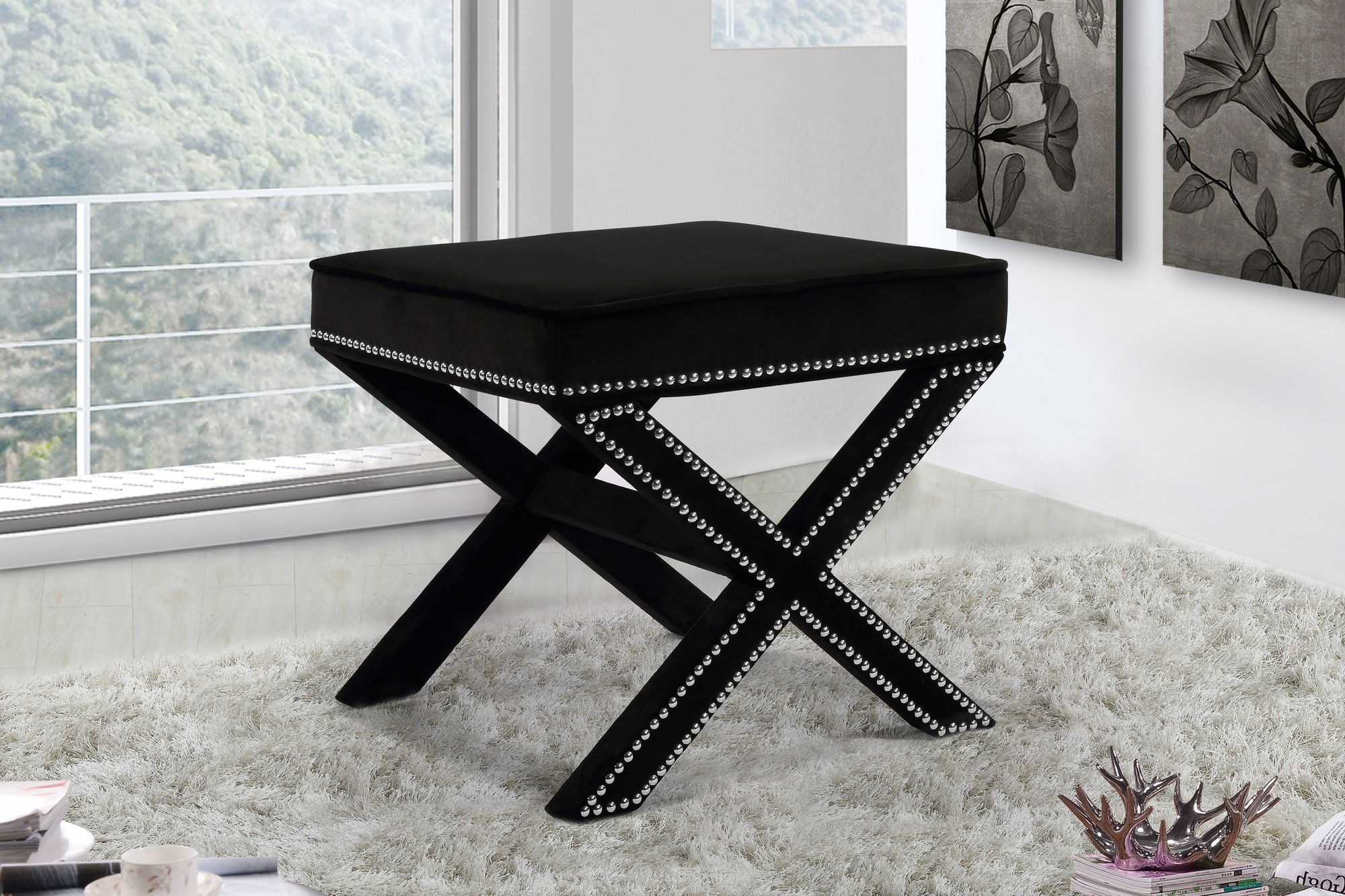 Nixon Velvet Ottoman/Bench