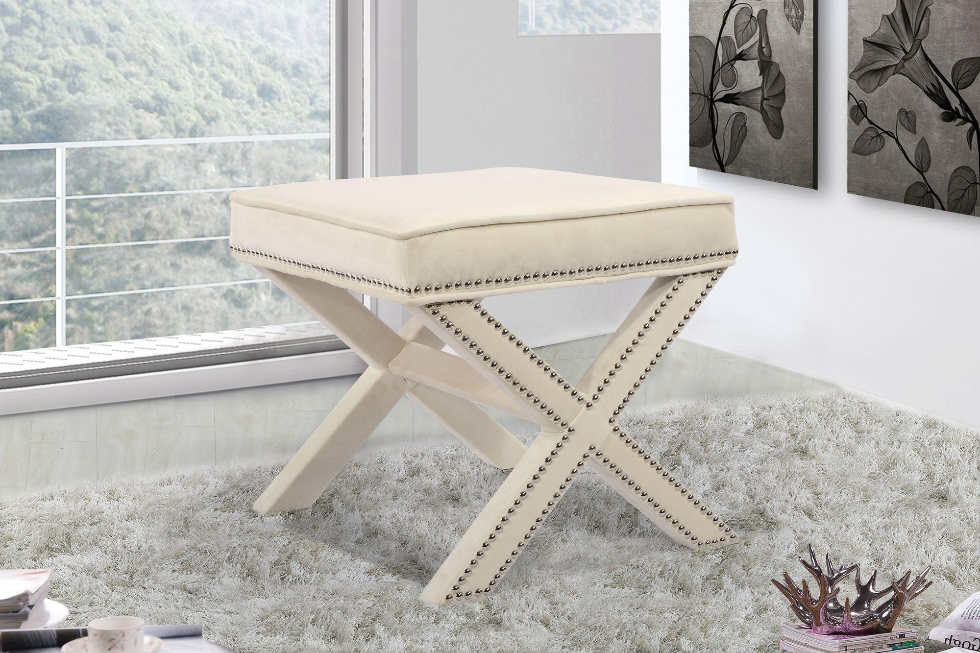 Nixon Velvet Ottoman/Bench