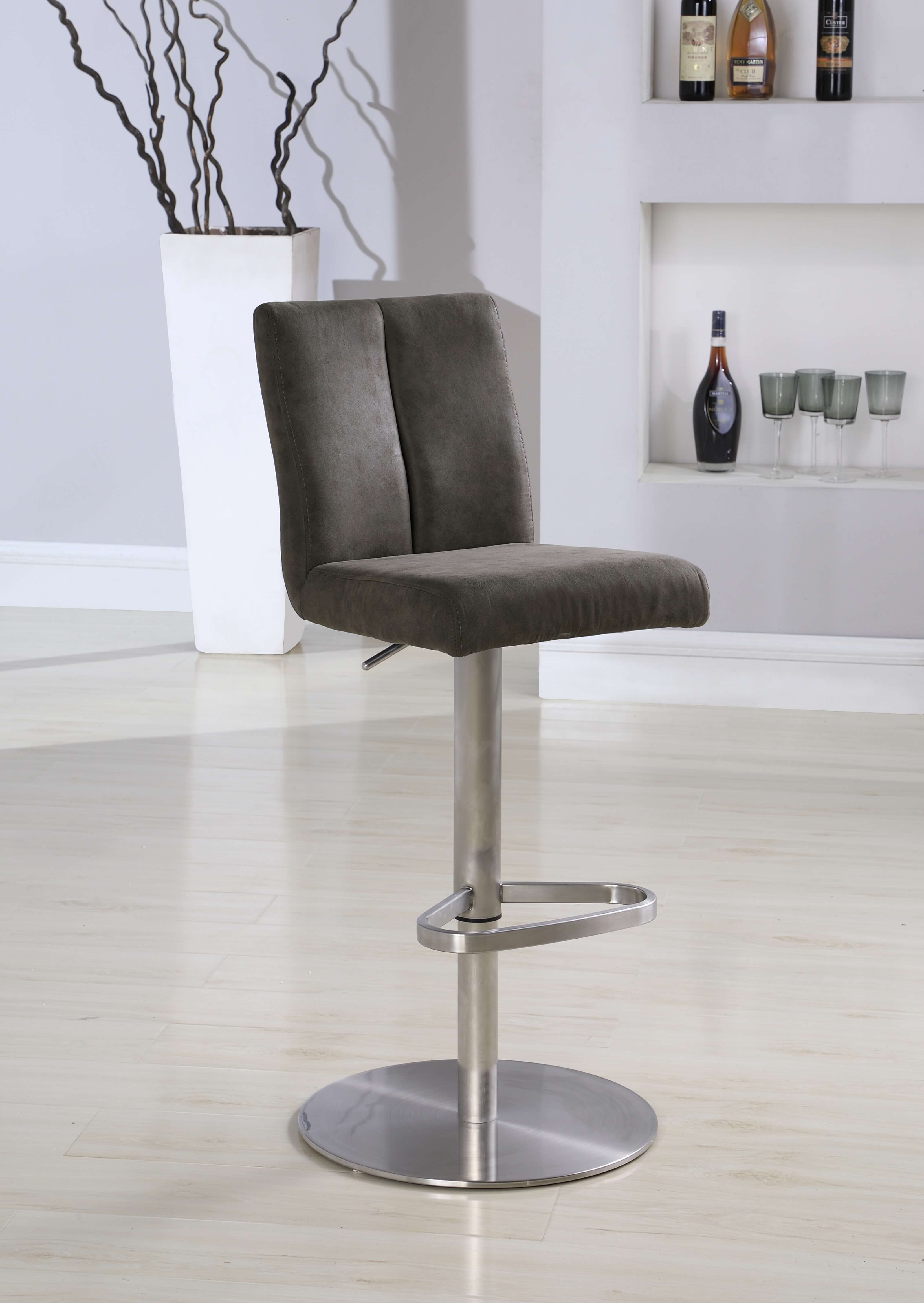 1713 Modern High Back Adjustable Swivel Fabric Stool