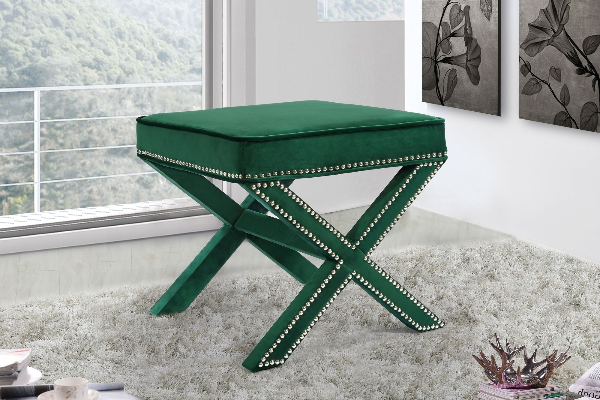 Nixon Velvet Ottoman/Bench