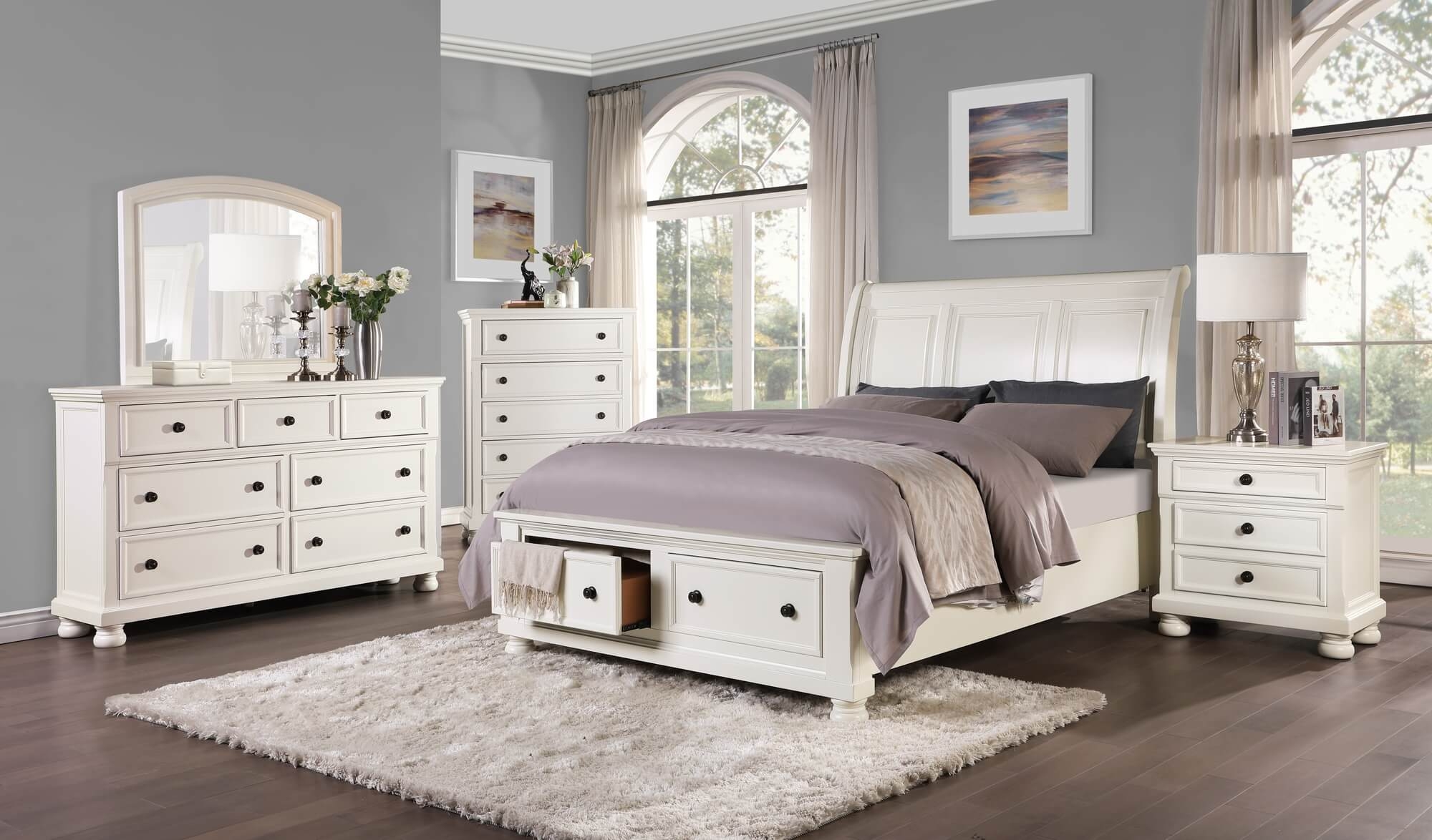 Laurelin Wood Seigh Platform Bed w/ Storage, King Size