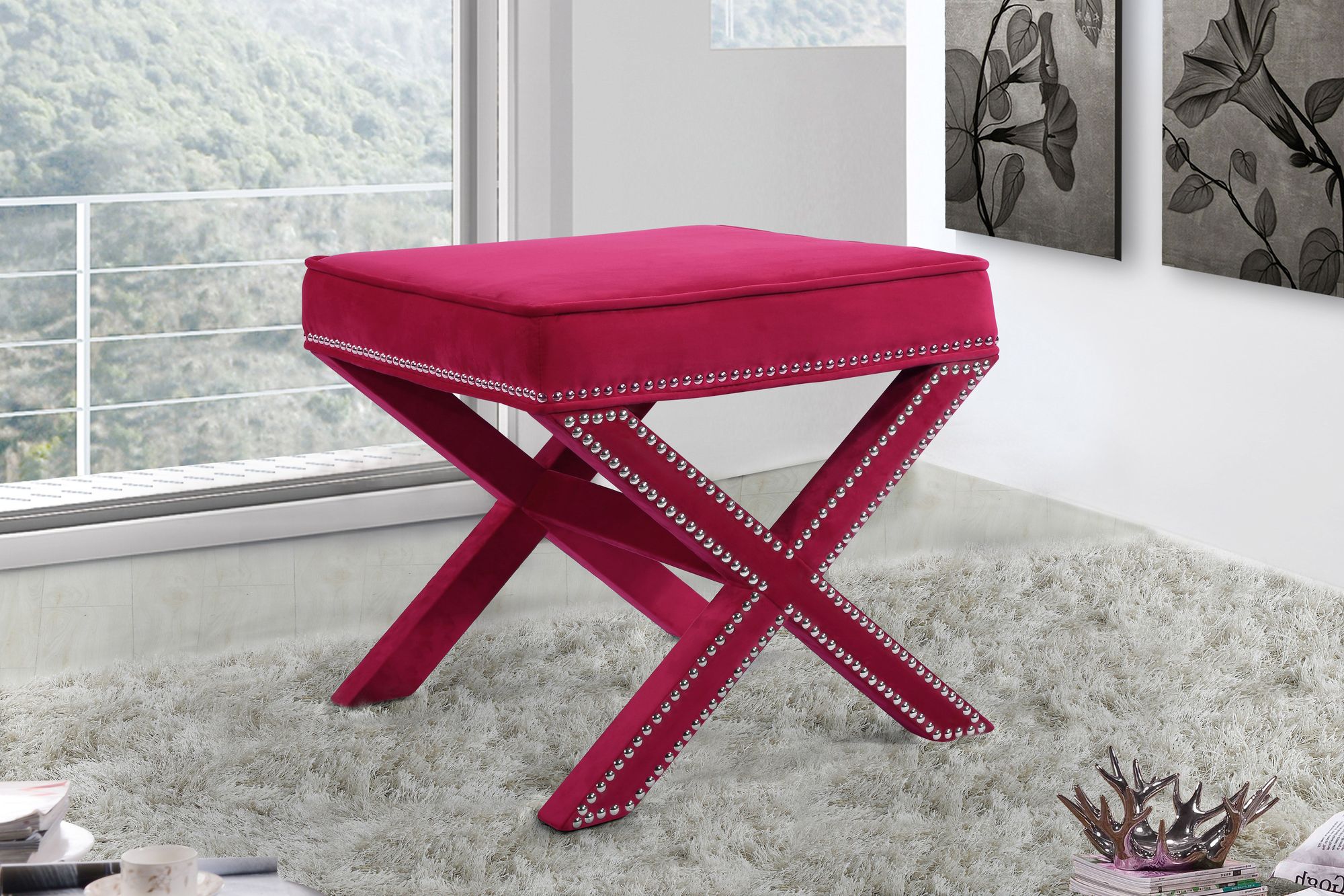 Nixon Velvet Ottoman/Bench