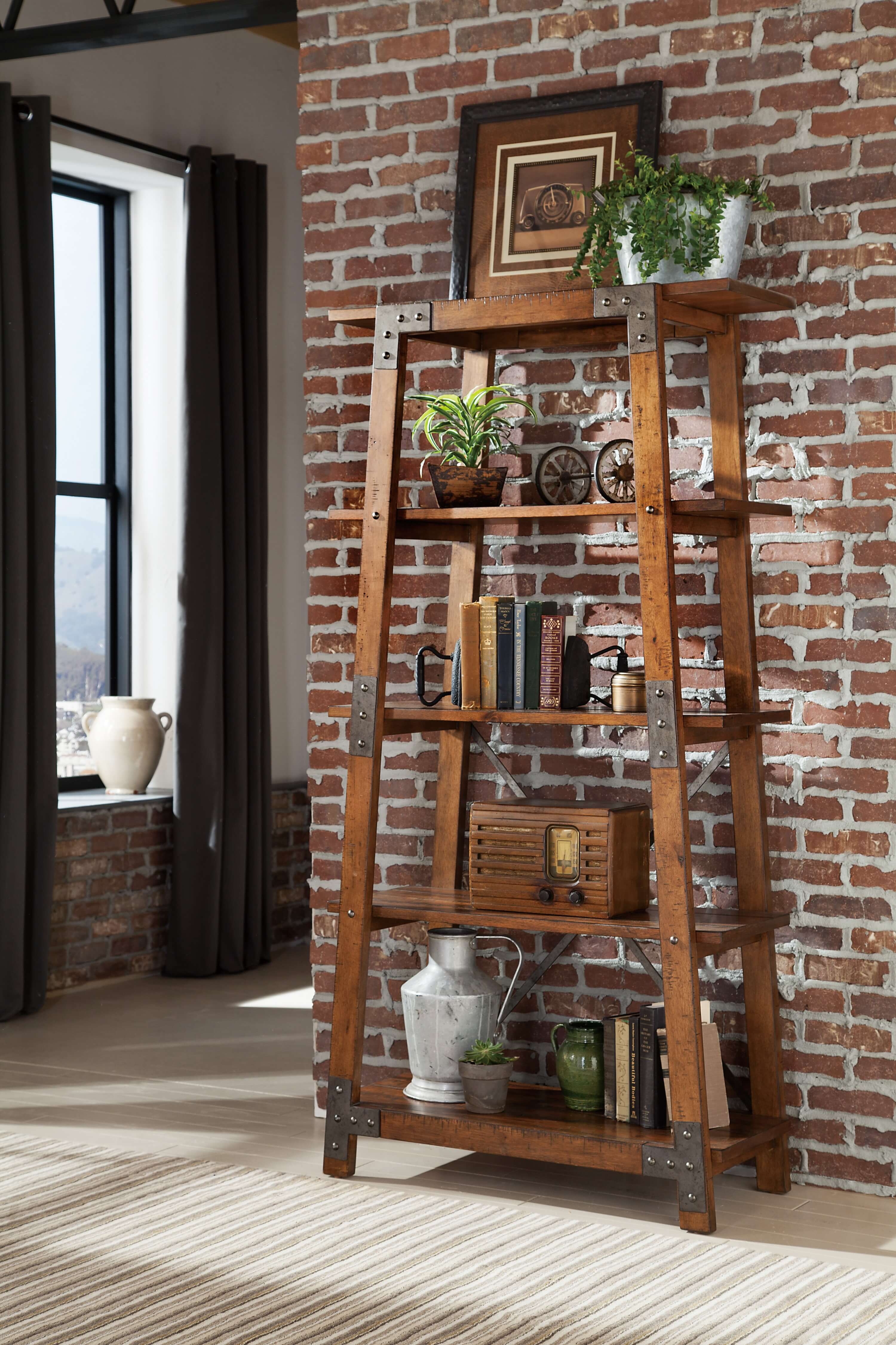 Holverson Industrial Wood Bookcase