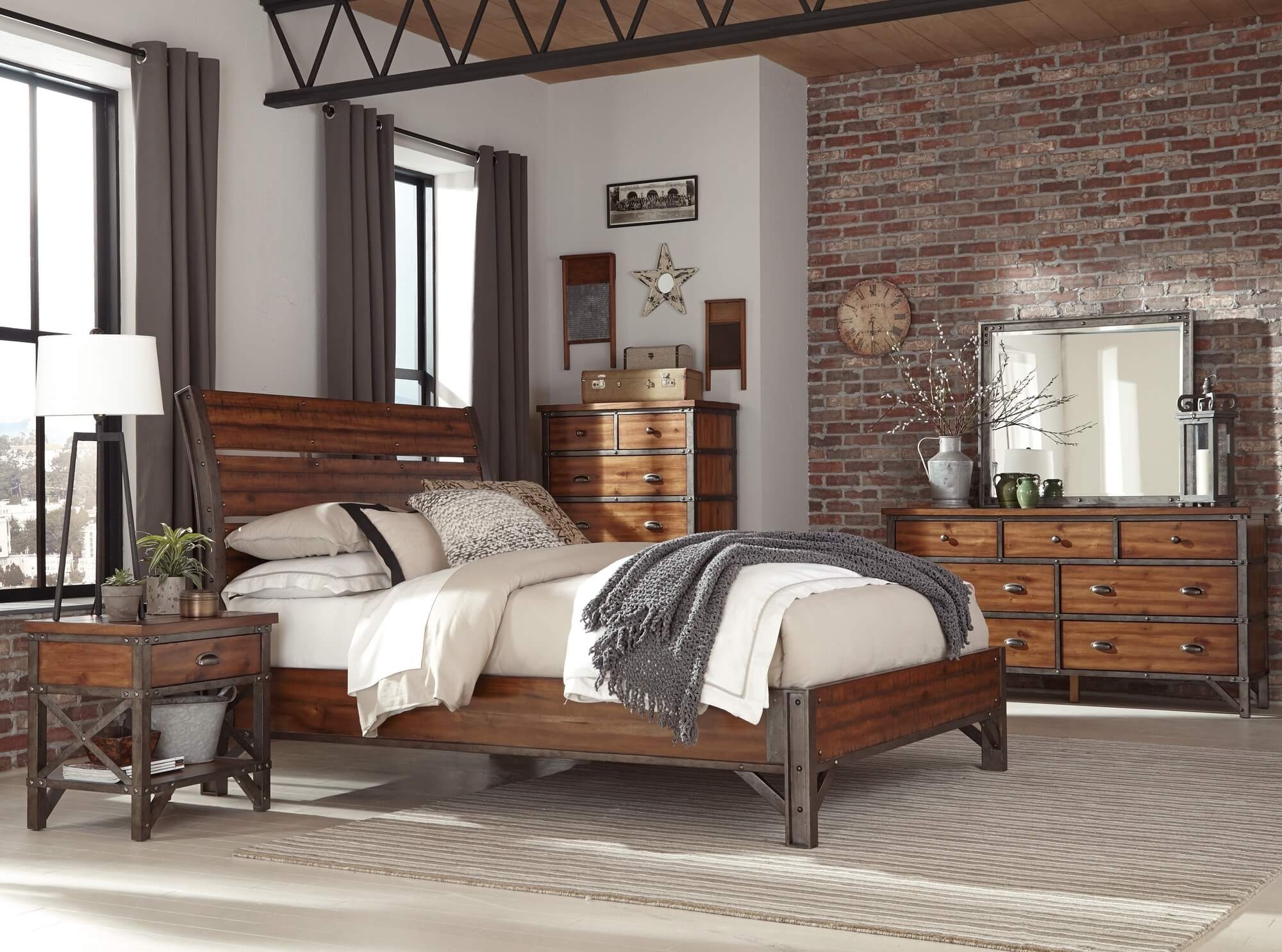 Holverson Wood/Wood Veneer Platform Bed, King Size