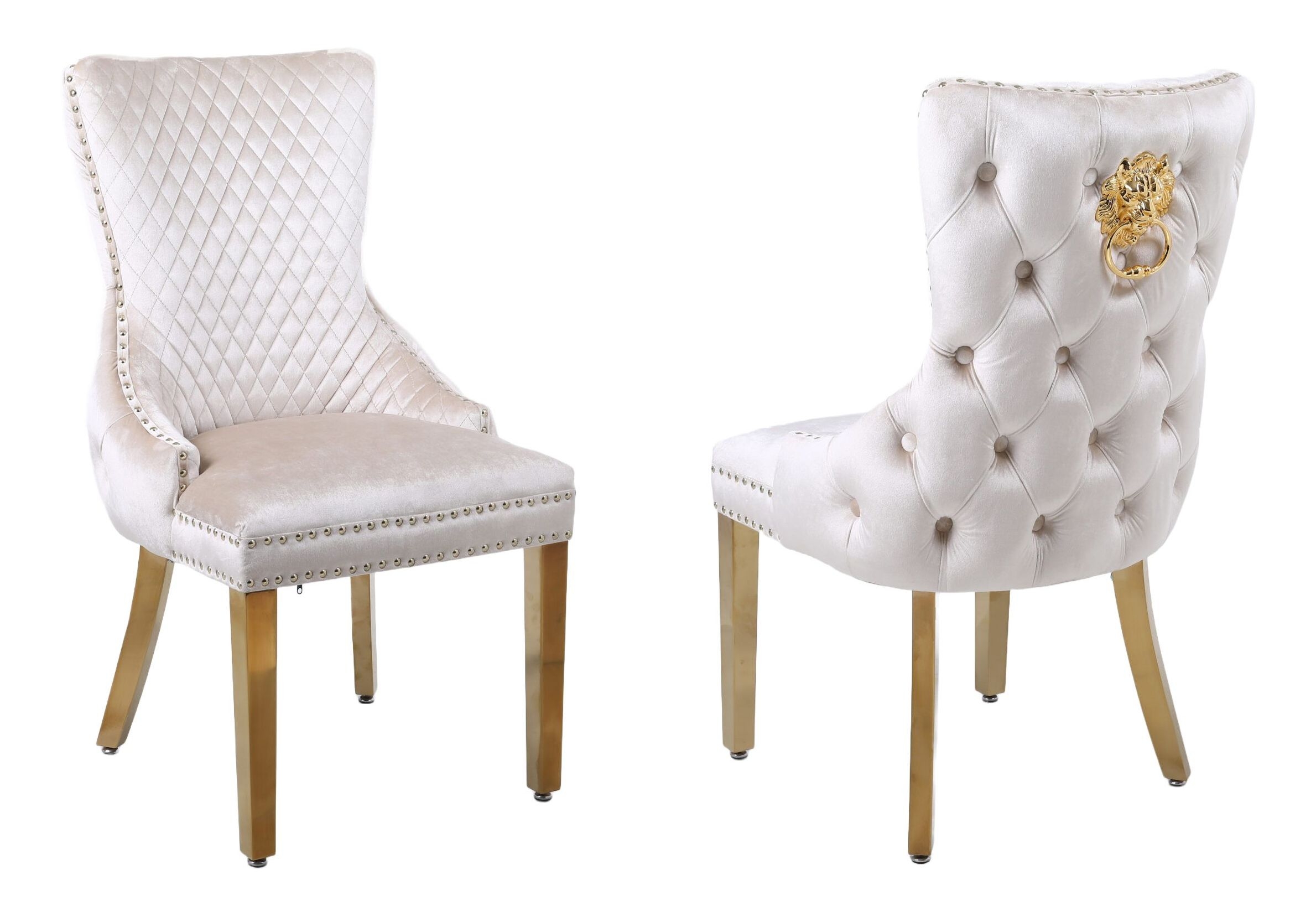 Leo Velvet Side Chair with Gold Legs