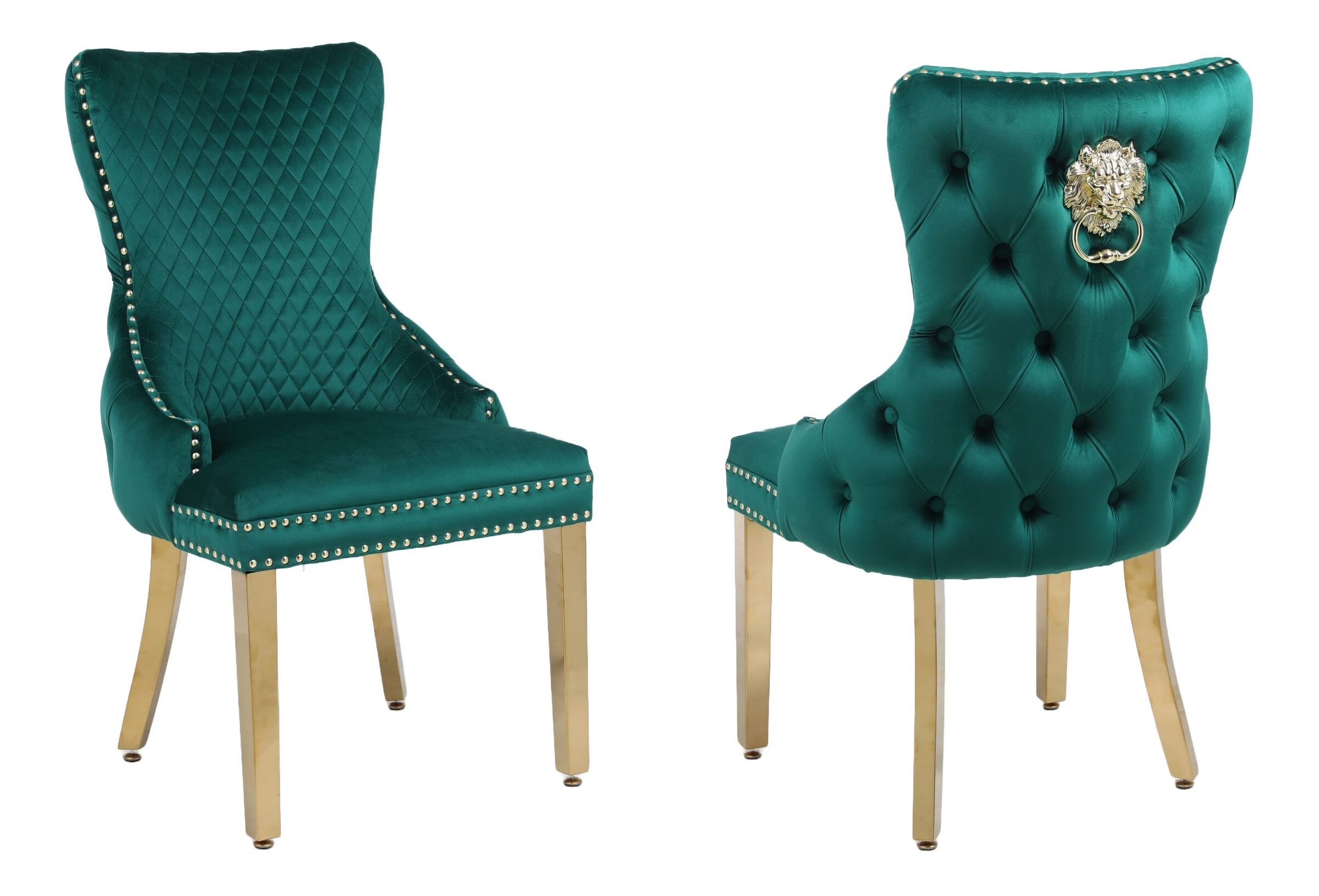 Leo Velvet Side Chair with Gold Legs