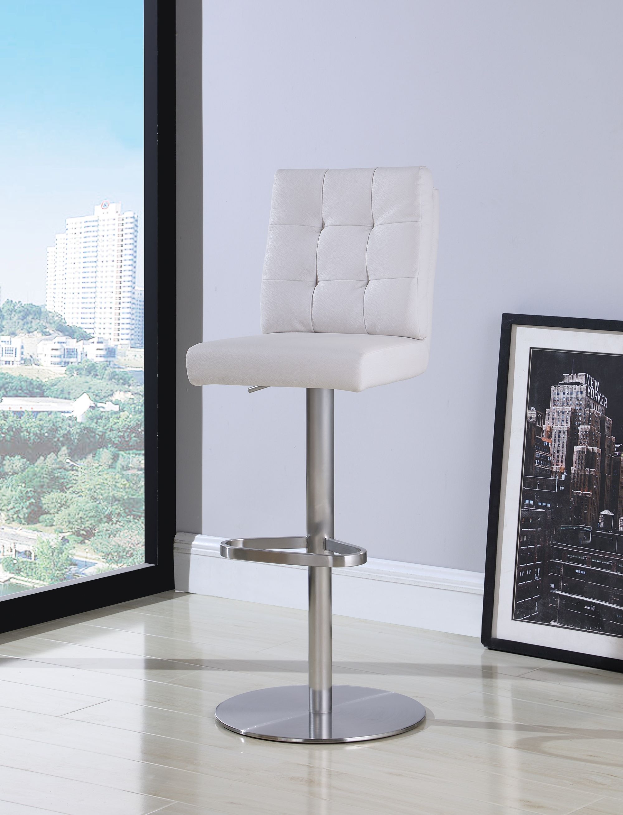 1716 Tufted Back Adjustable Height Swivel Stool