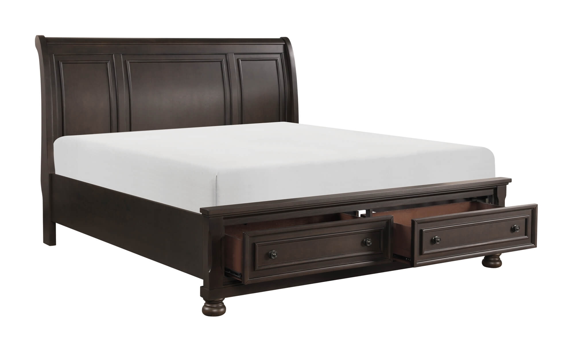 Begonia Wood/Wood Veneer Sleigh Storage Platform Bed