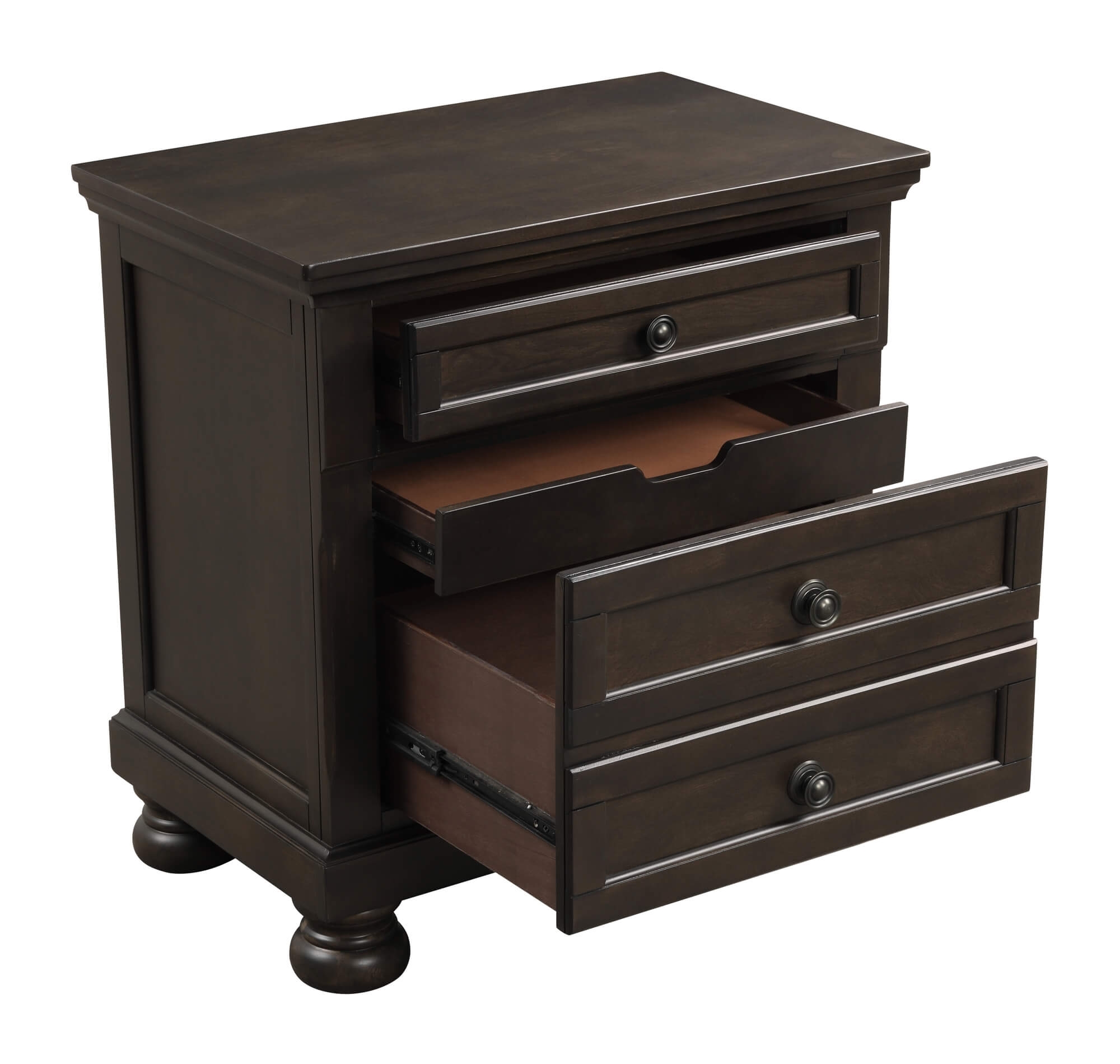 Begonia Wood/Wood Veneer Nightstand with Hidden Drawer