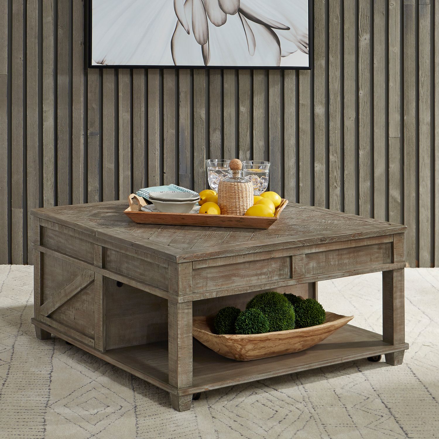 Parkland Falls Lift Top Cocktail Table Set - Weathered Taupe