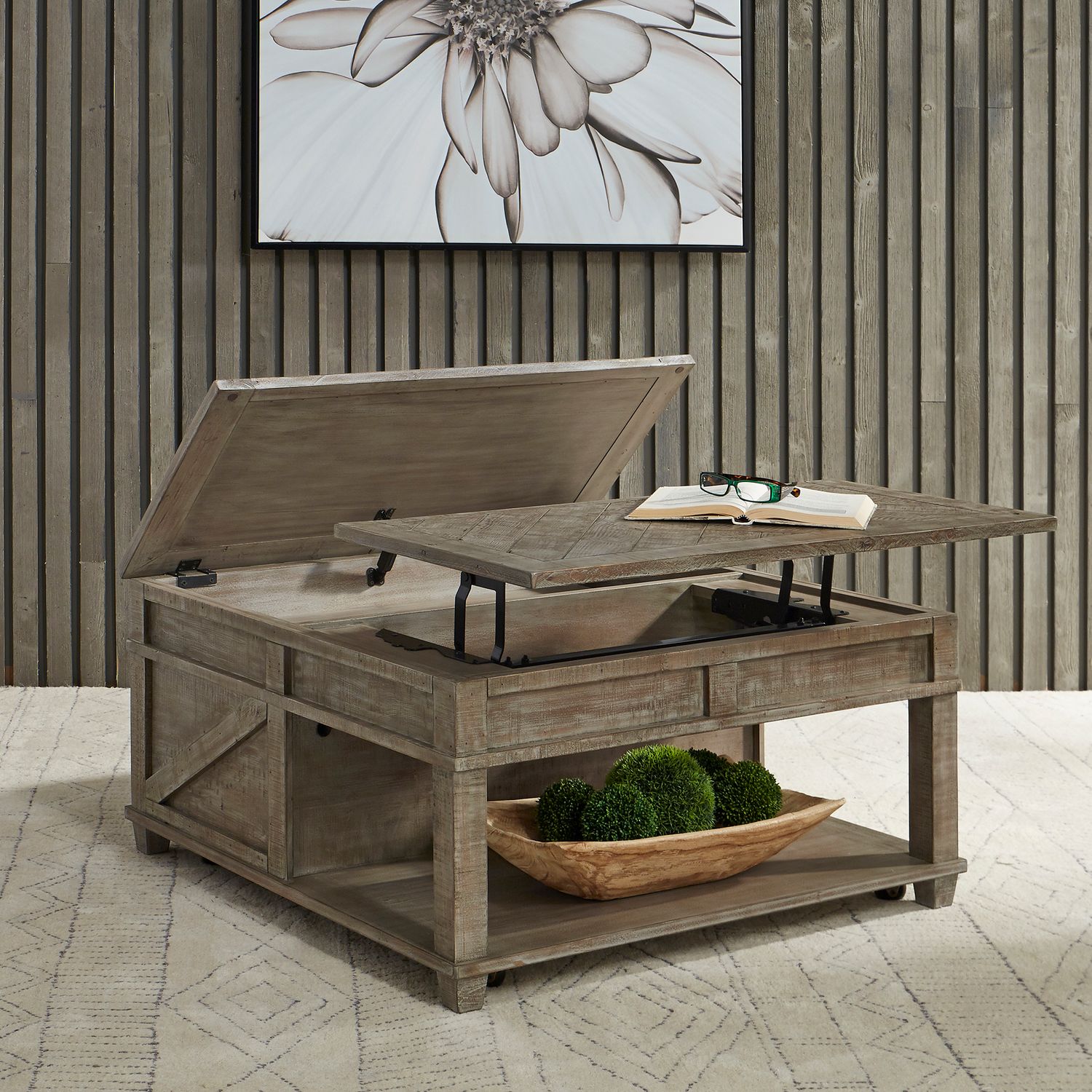 Parkland Falls Square Wood Lift Top Cocktail Table