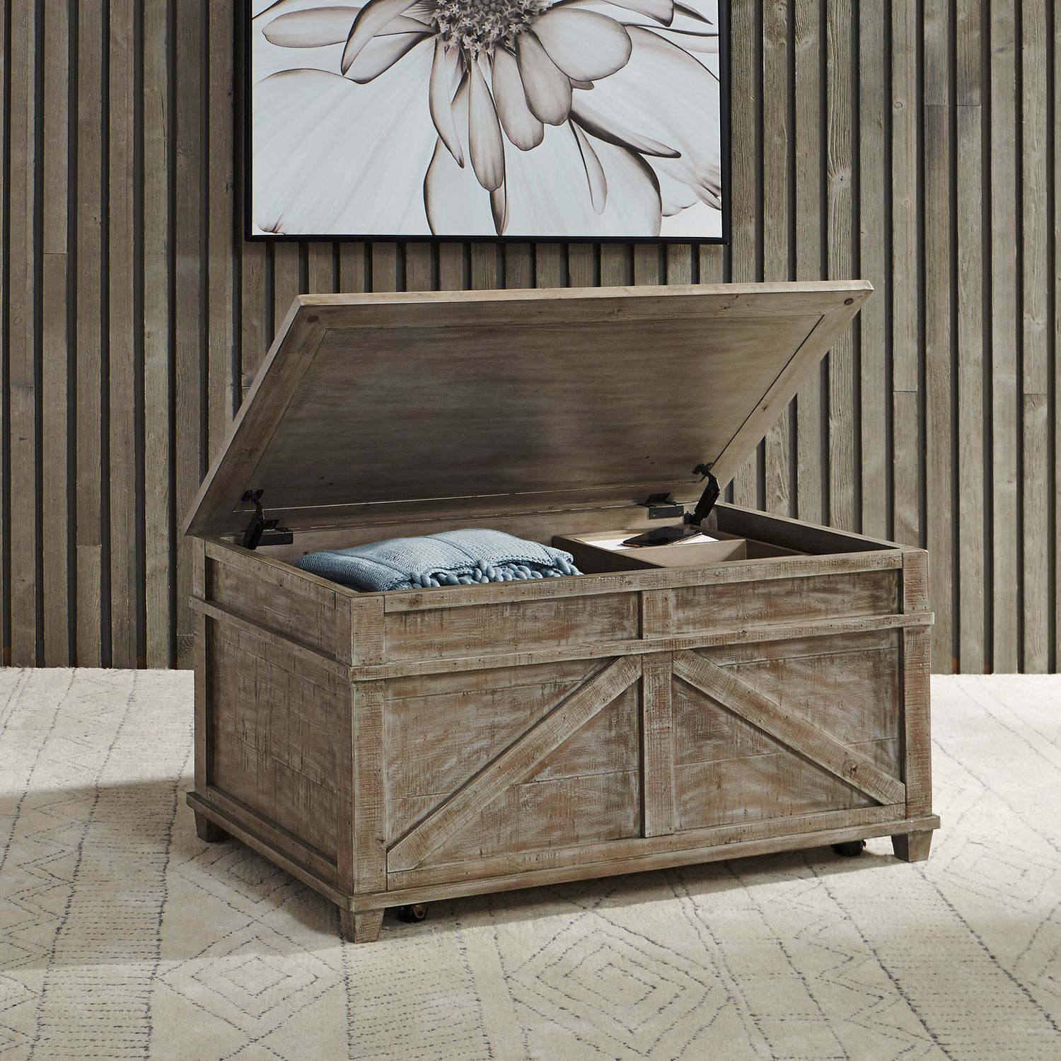 Parkland Falls Lift Top Cocktail Table Set - Weathered Taupe
