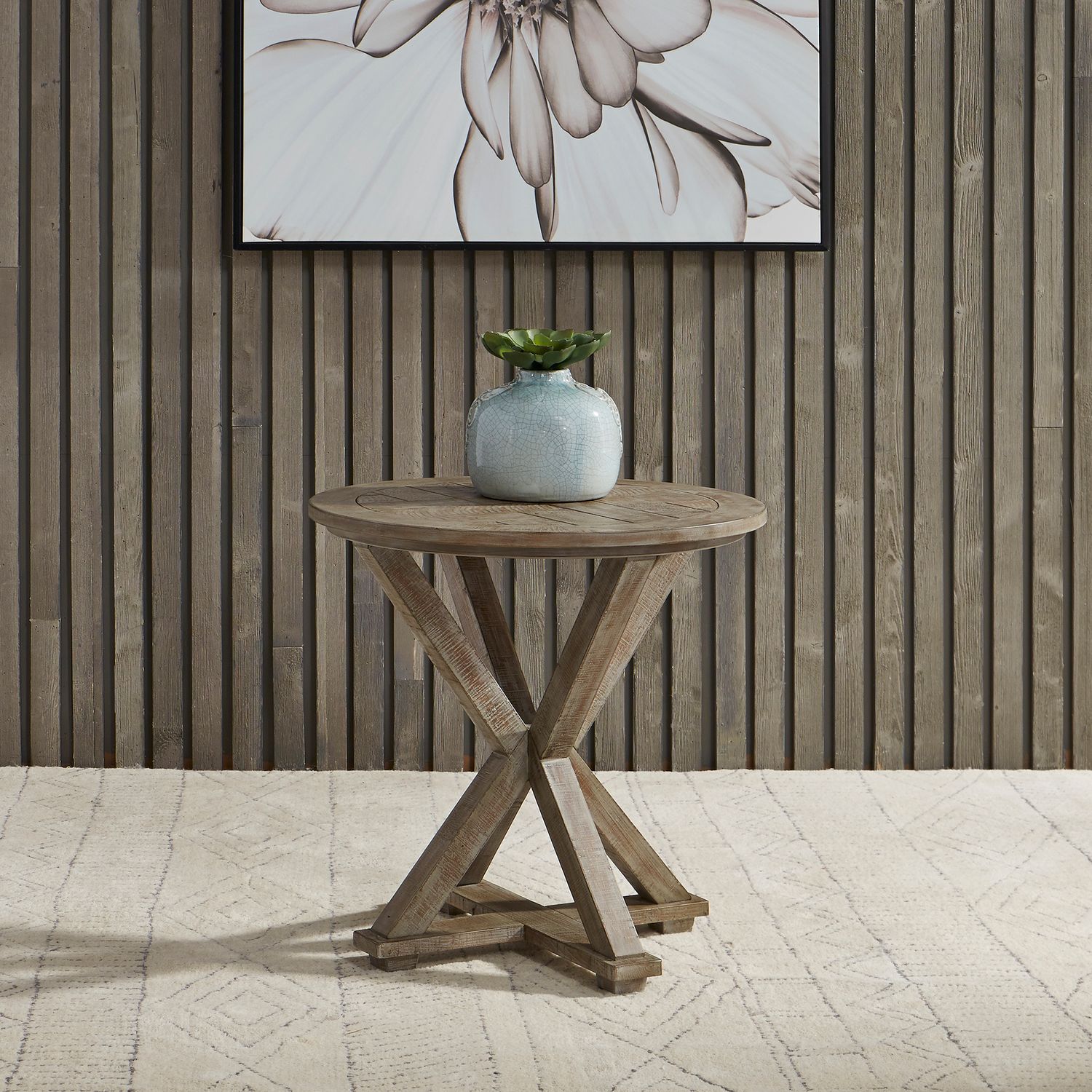 Parkland Falls Round Wood End Table