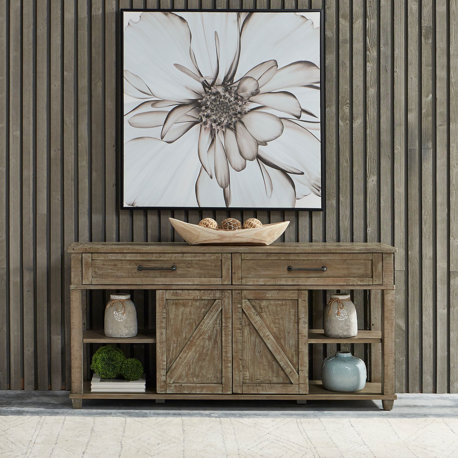 Parkland Falls Wood Sofa Table w/2 Drawers & 2 Doors