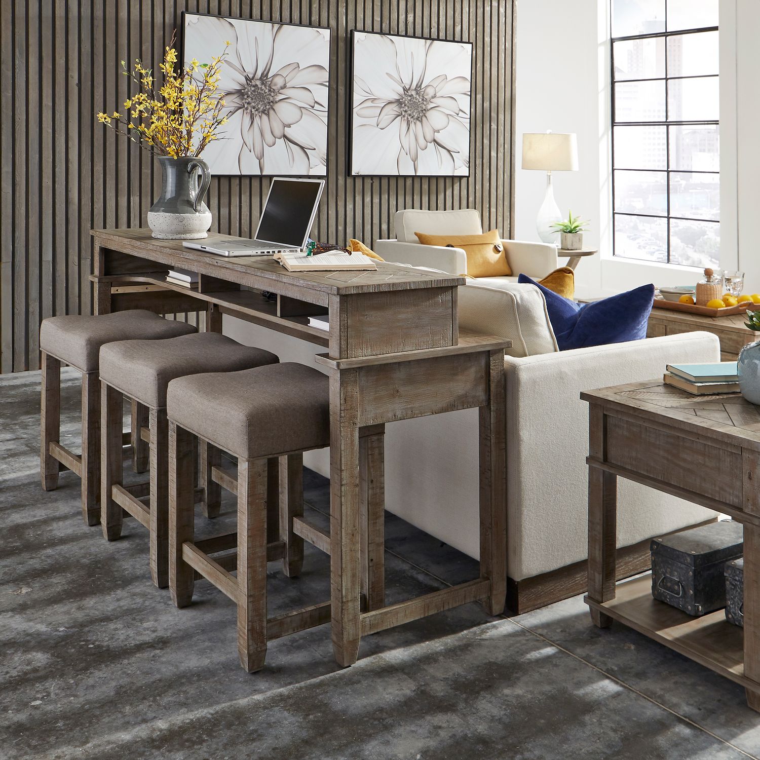 Parkland Falls Linen/Wood Console Stool
