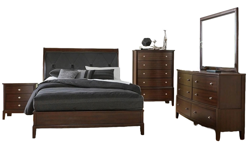 Cotterill Leatherette/Wood/Wood Veneer Tufted Bedroom Set
