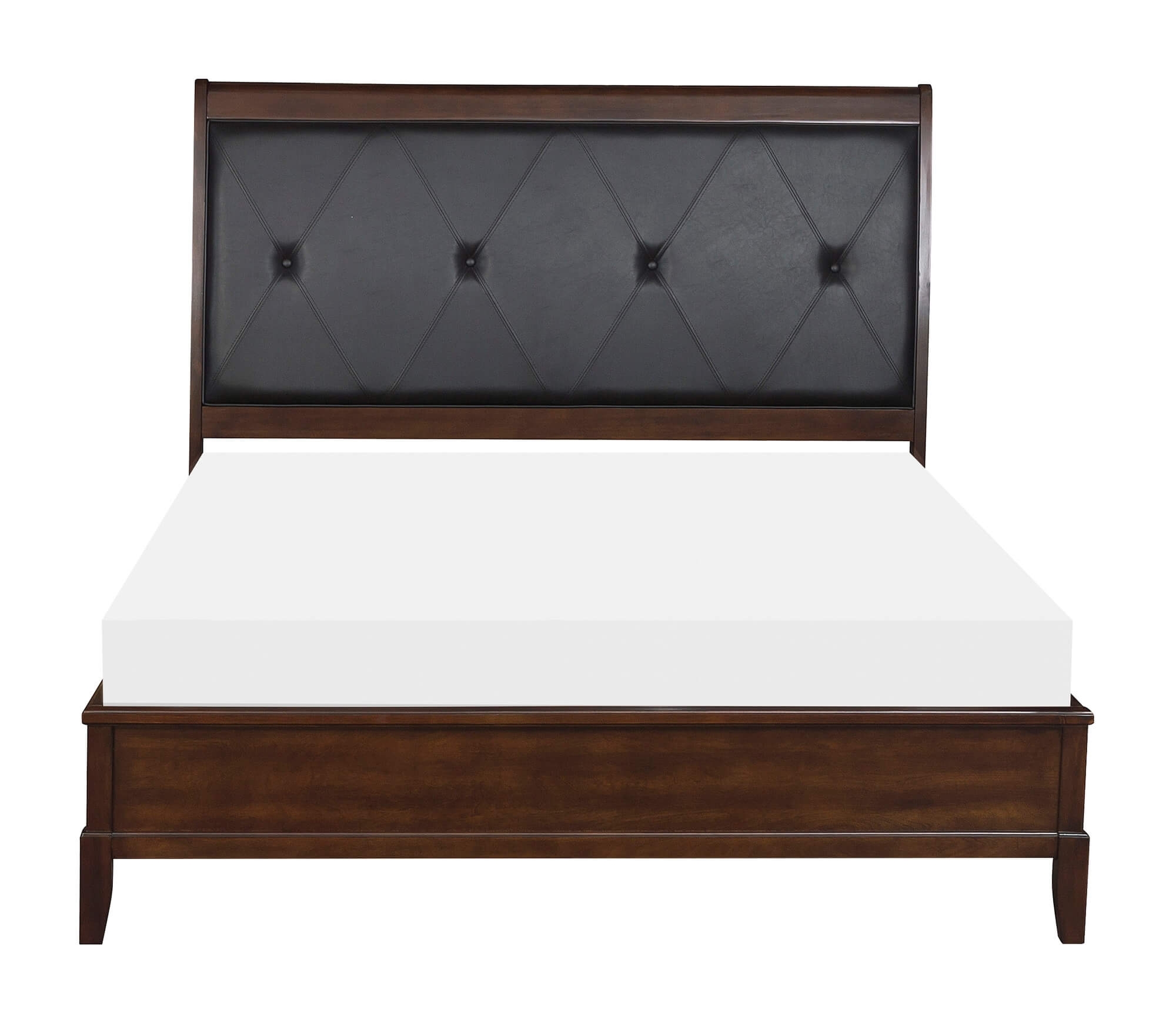 Cotterill Leatherette/Wood/Wood Veneer Tufted Bed