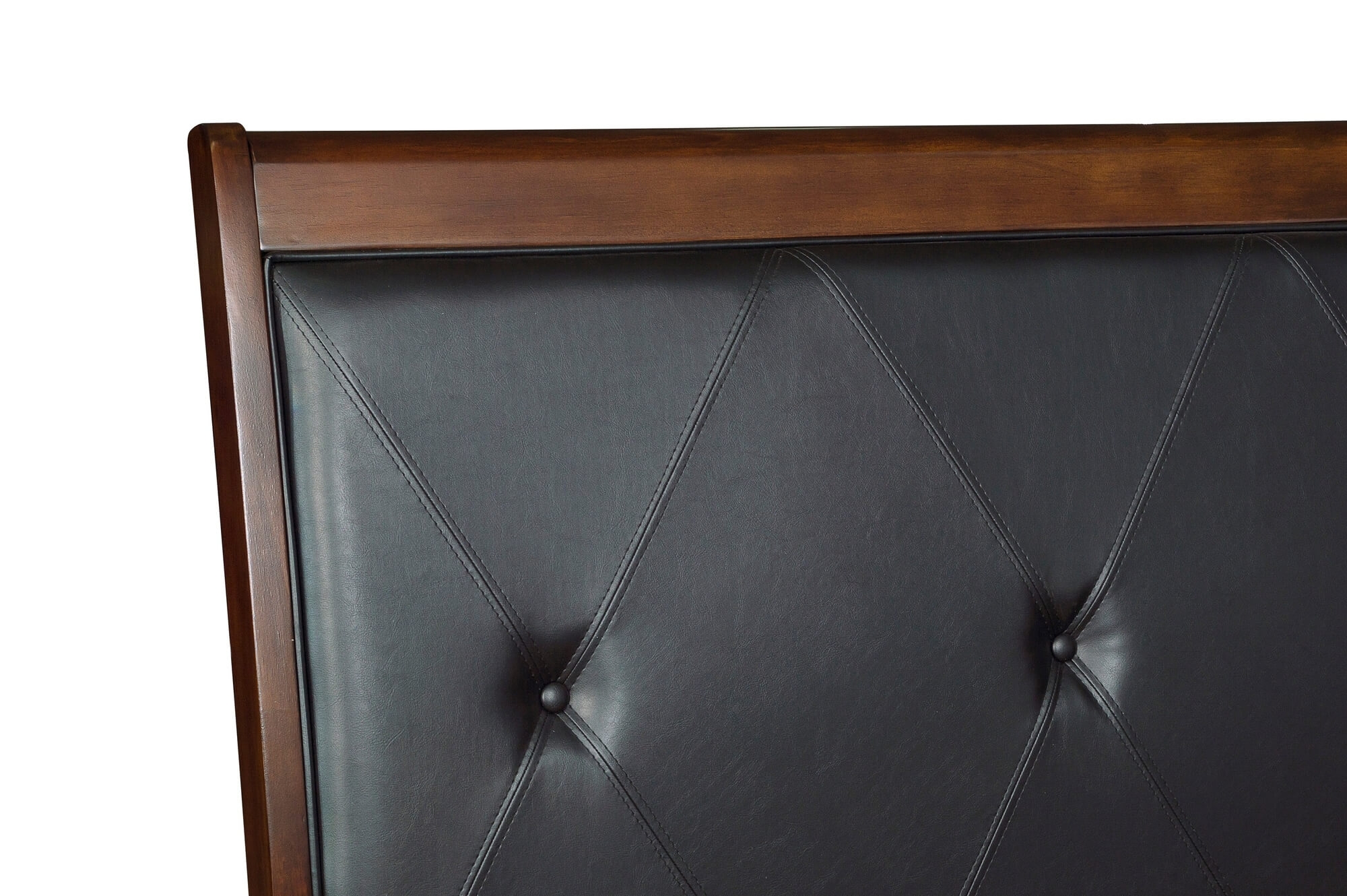 Cotterill Leatherette/Wood/Wood Veneer Tufted Bed, Full Size