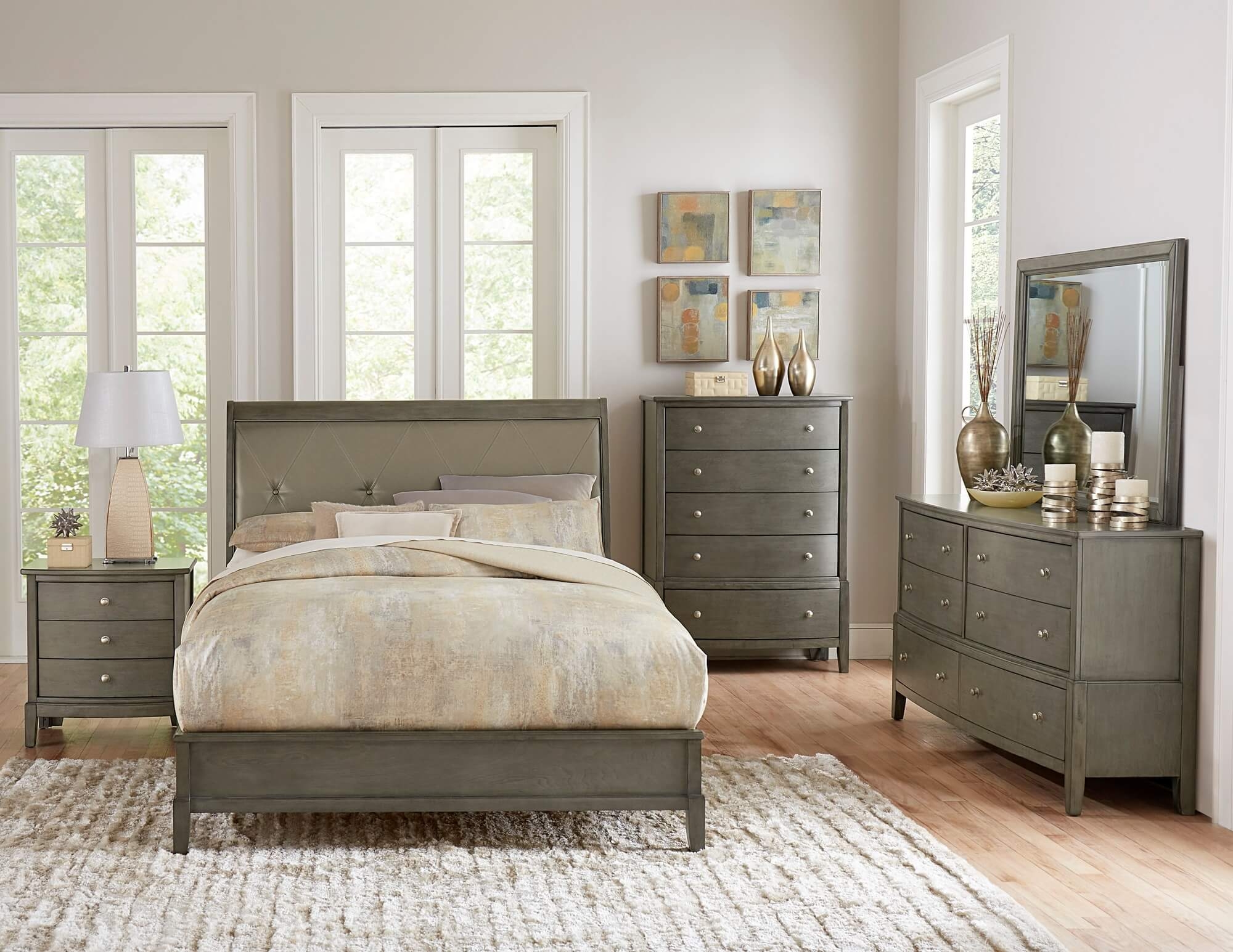 Cotterill Leatherette/Wood/Wood Veneer Tufted Bed, Full Size