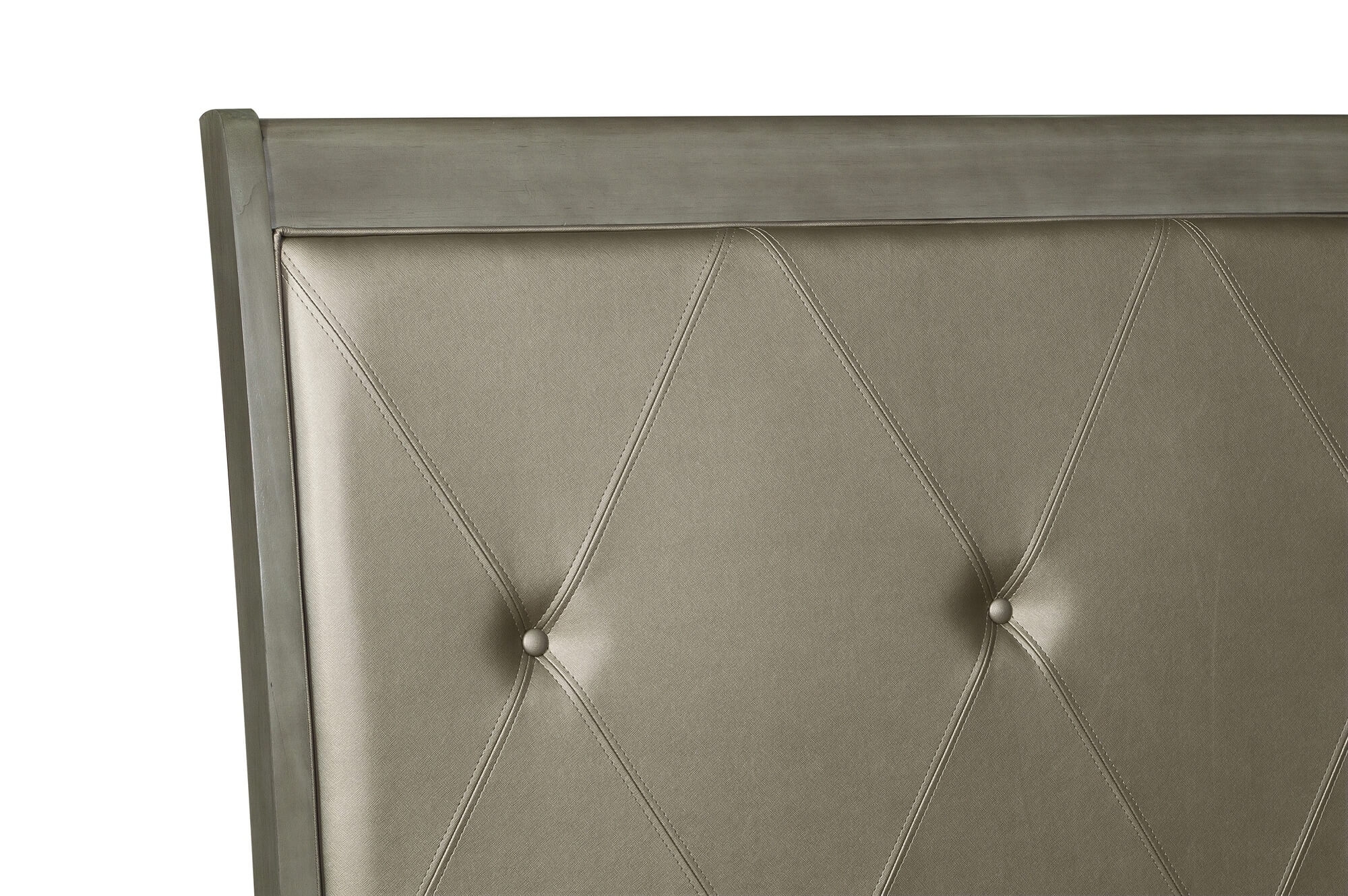 Cotterill Leatherette/Wood/Wood Veneer Tufted Bed, Full Size