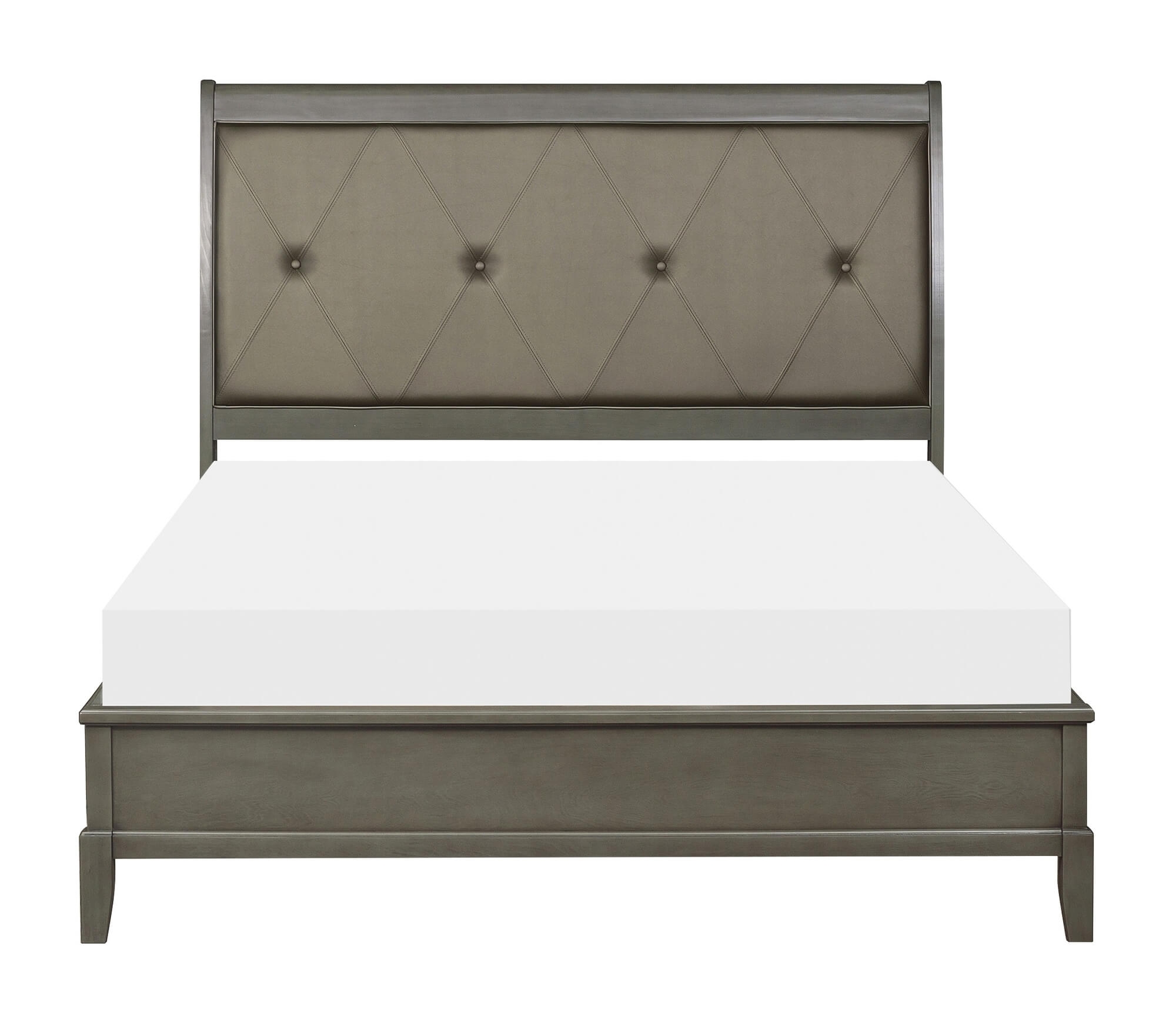Cotterill Leatherette/Wood/Wood Veneer Tufted Bed, Full Size