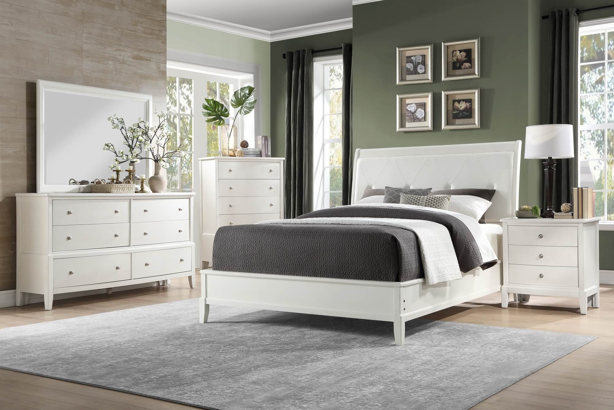 Cotterill Leatherette/Wood/Wood Veneer Tufted Bed