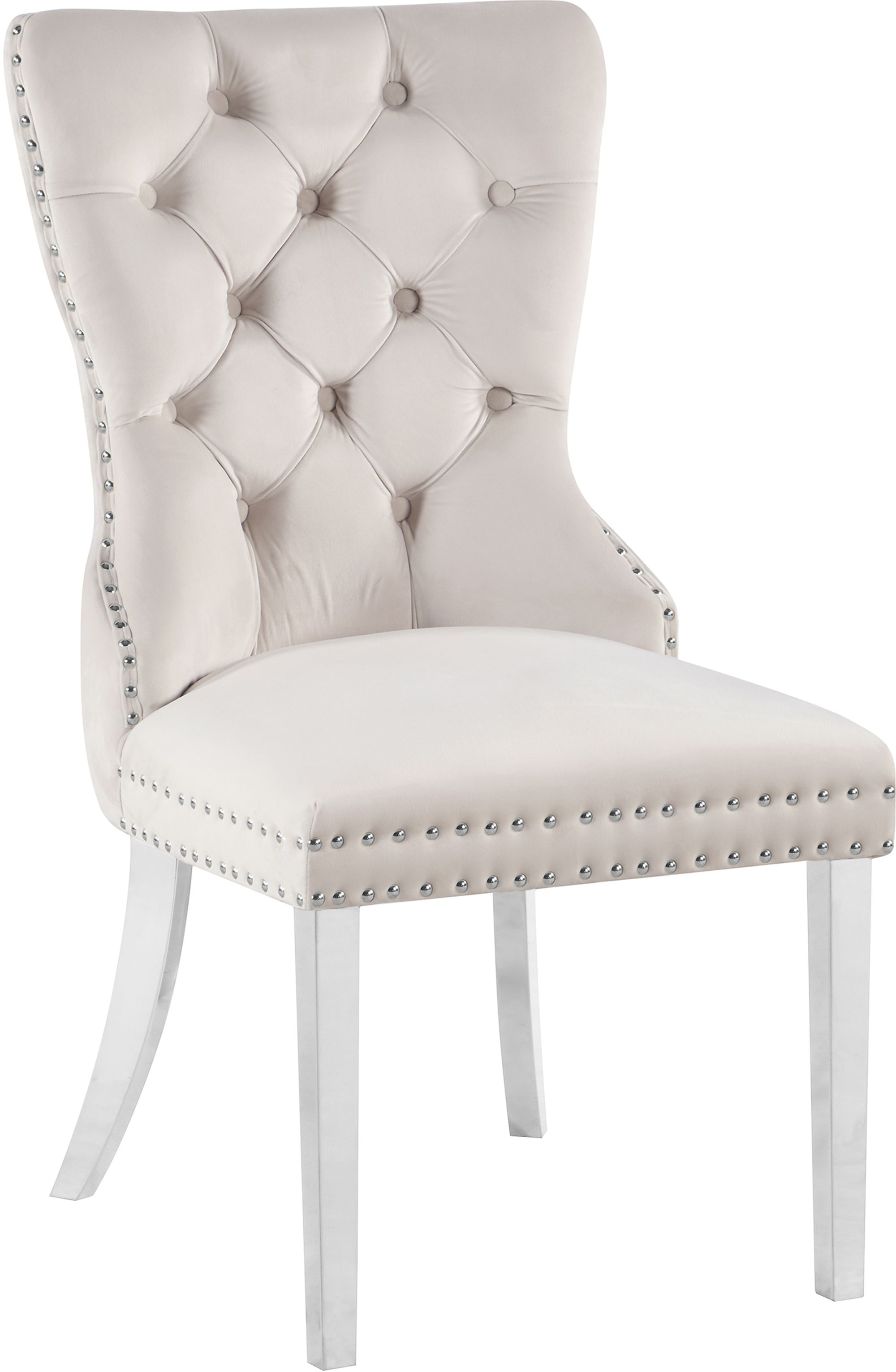 Carmen Velvet Dining Chair with Chrome Metal Legs